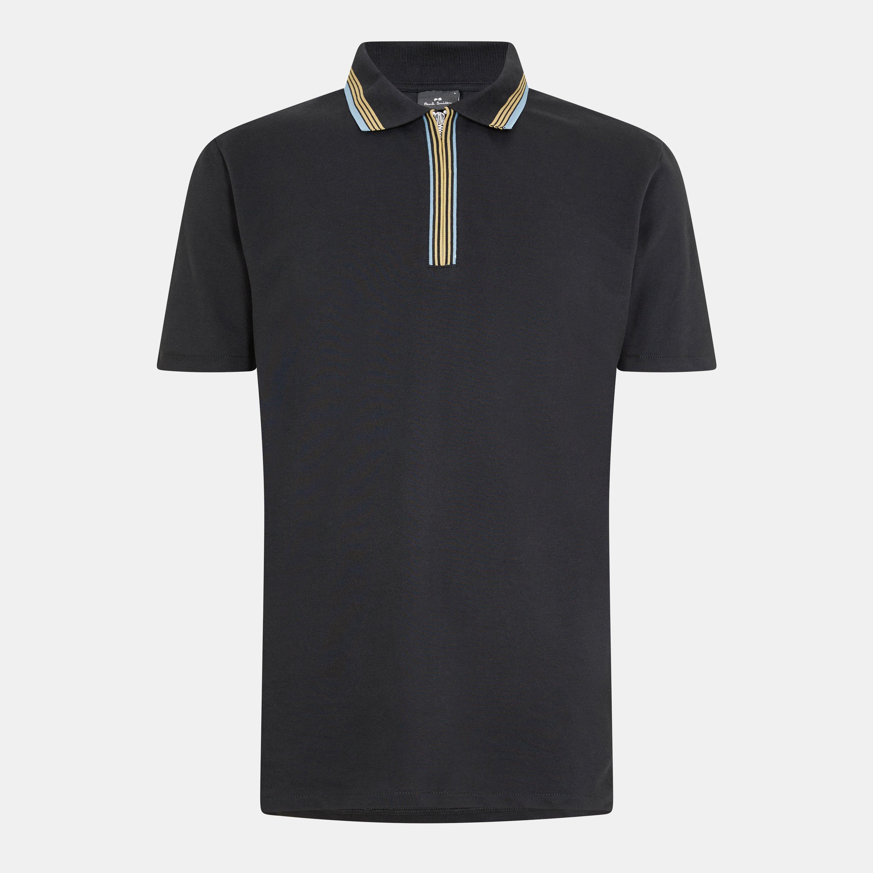 Ps Paul Smith Men's Zipped Short-Sleeve Polo Shirt - Black 79 - S