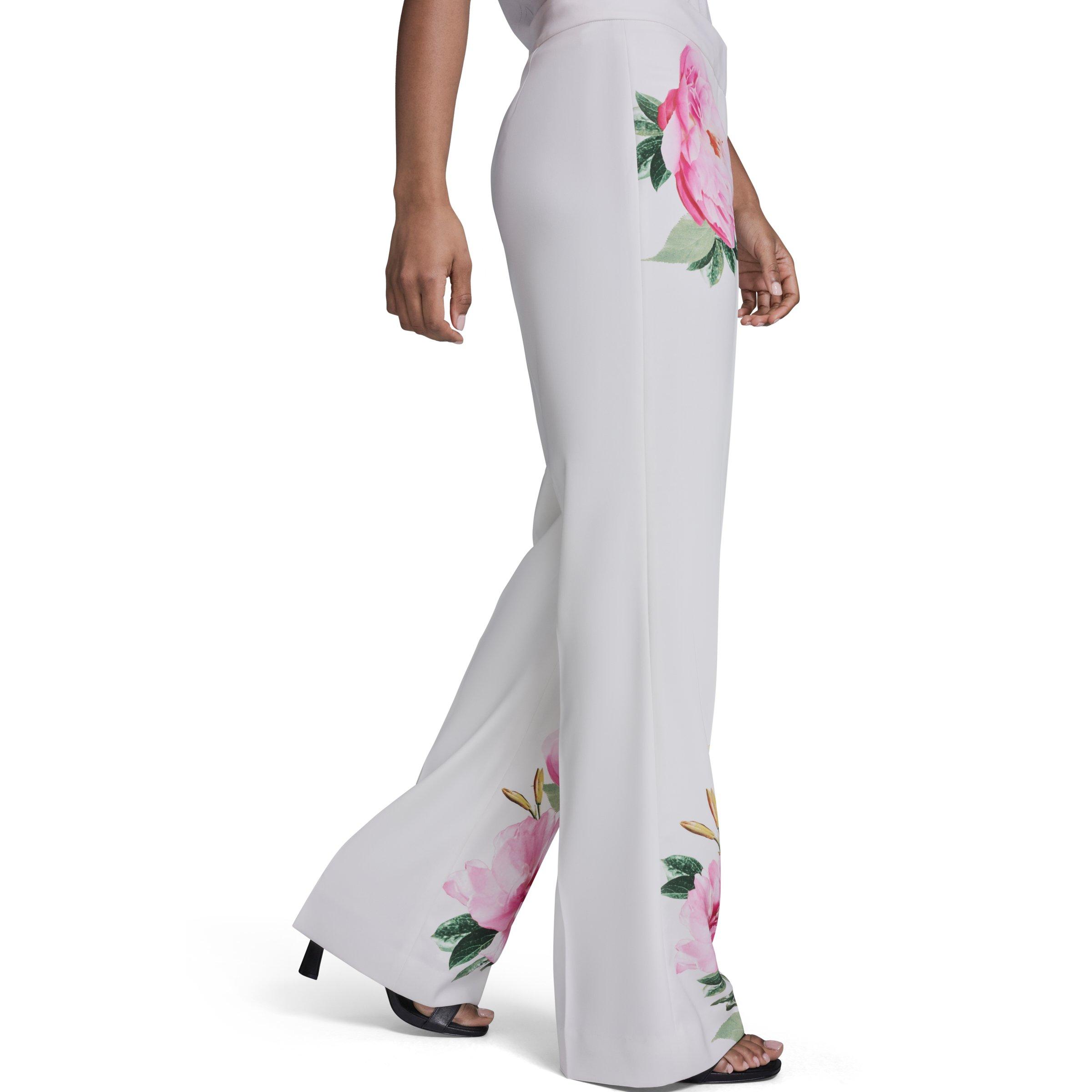 White/Floral - Karl Lagerfeld - Women's Sportswear Straight Leg Trousers - 2