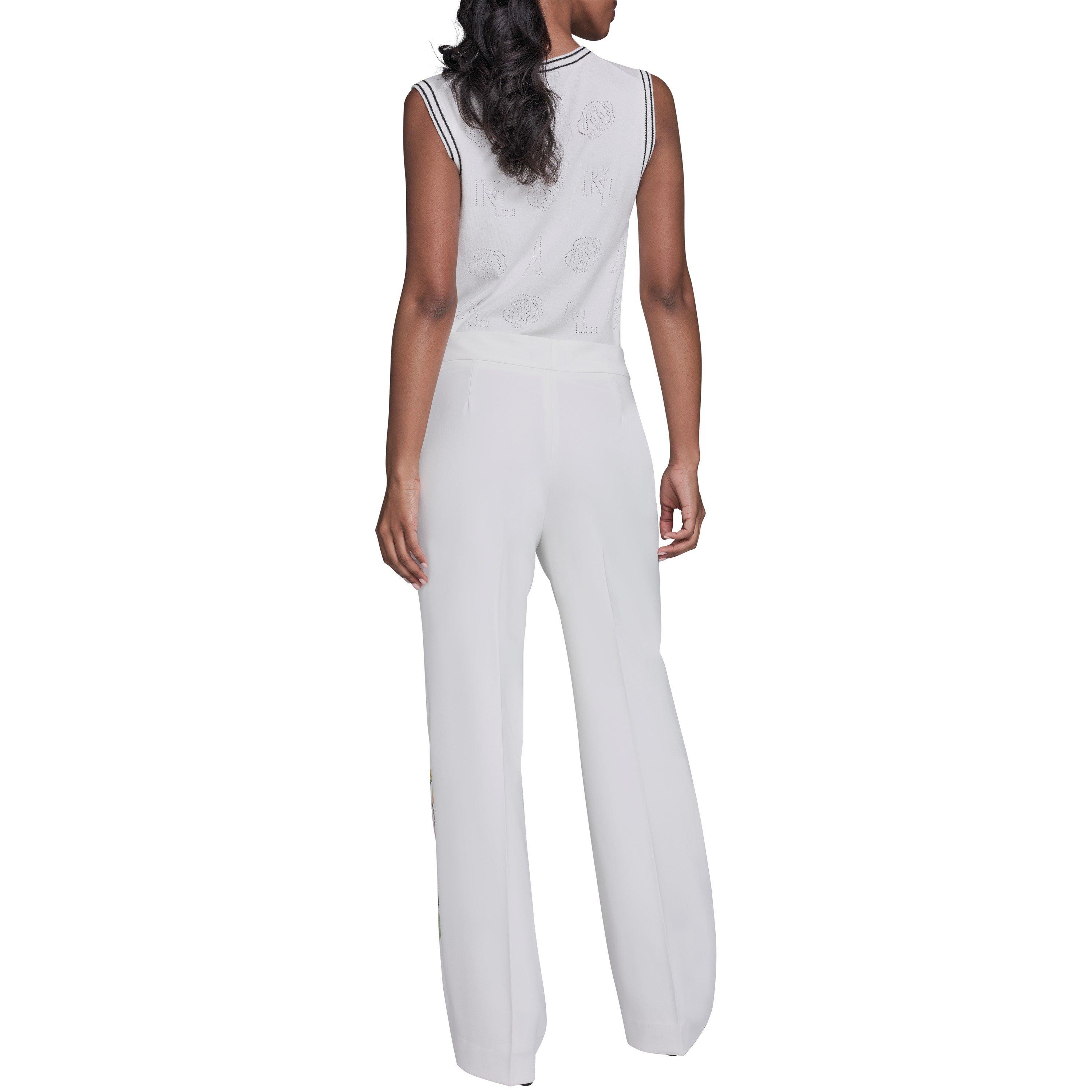 White/Floral - Karl Lagerfeld - Women's Sportswear Straight Leg Trousers - 6
