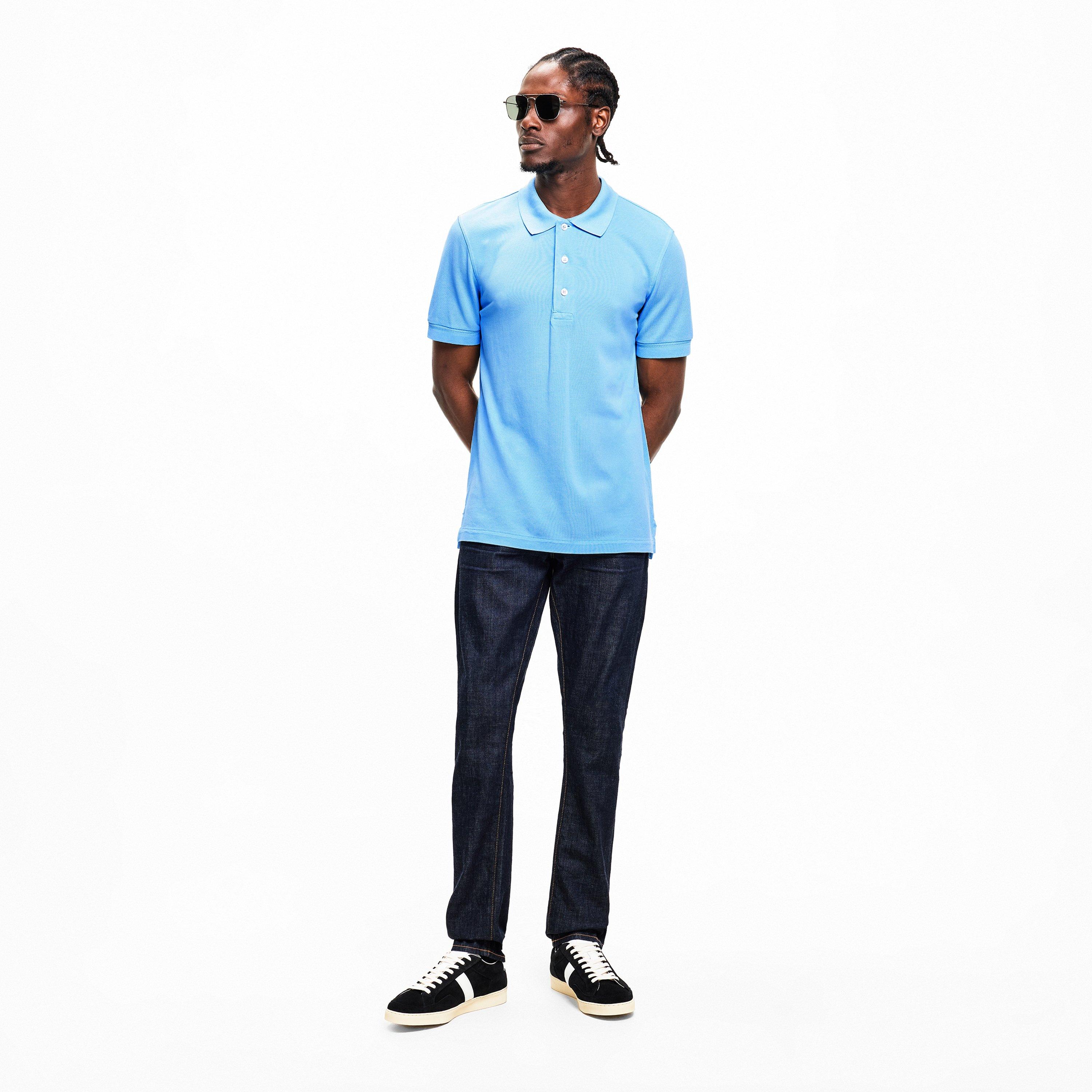 Turquoise - Tom Ford - Men's TF Lyocell Short Sleeve Polo Shirt - 6