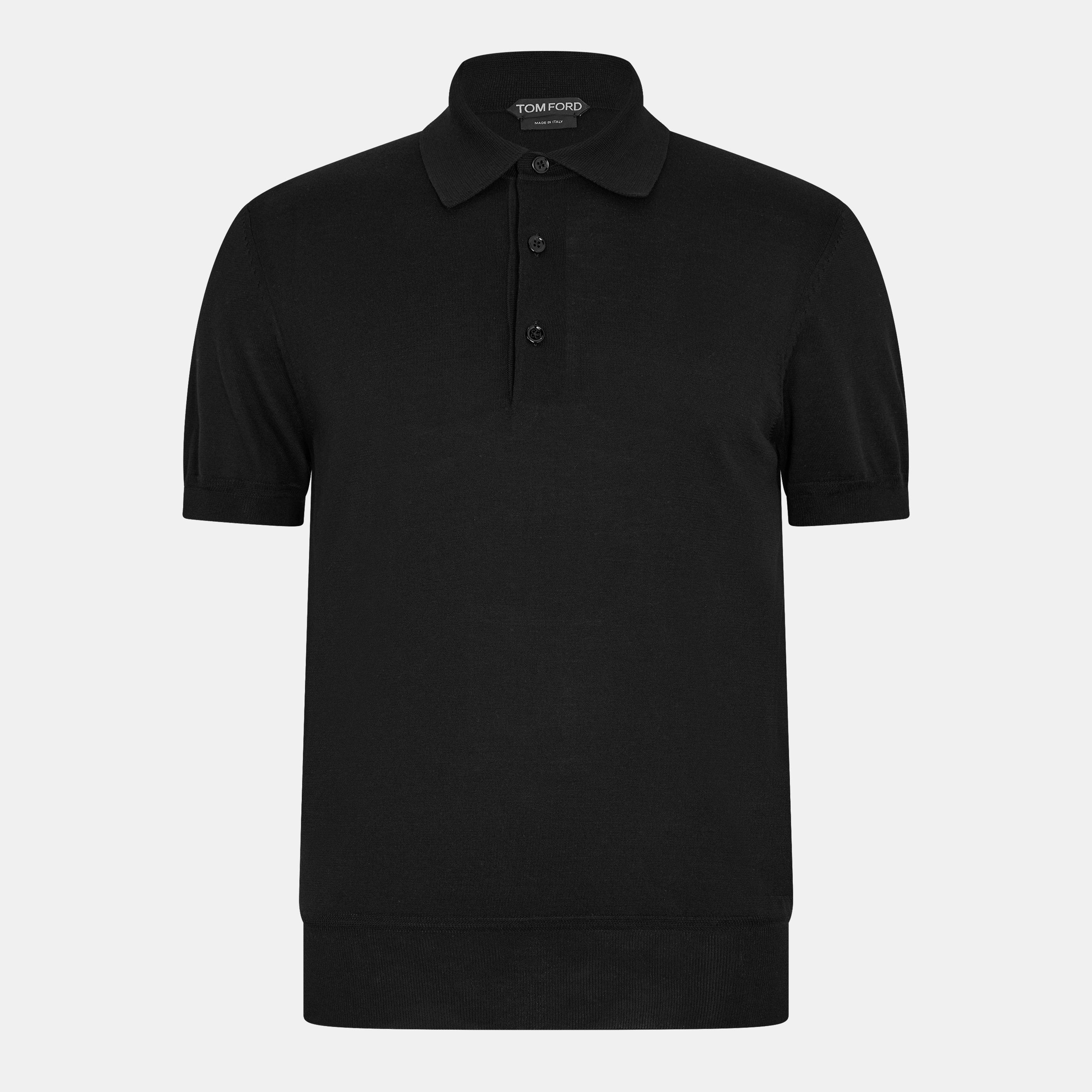 Tom Ford Men's TF Cotton Short Sleeve Polo Shirt - Black - L