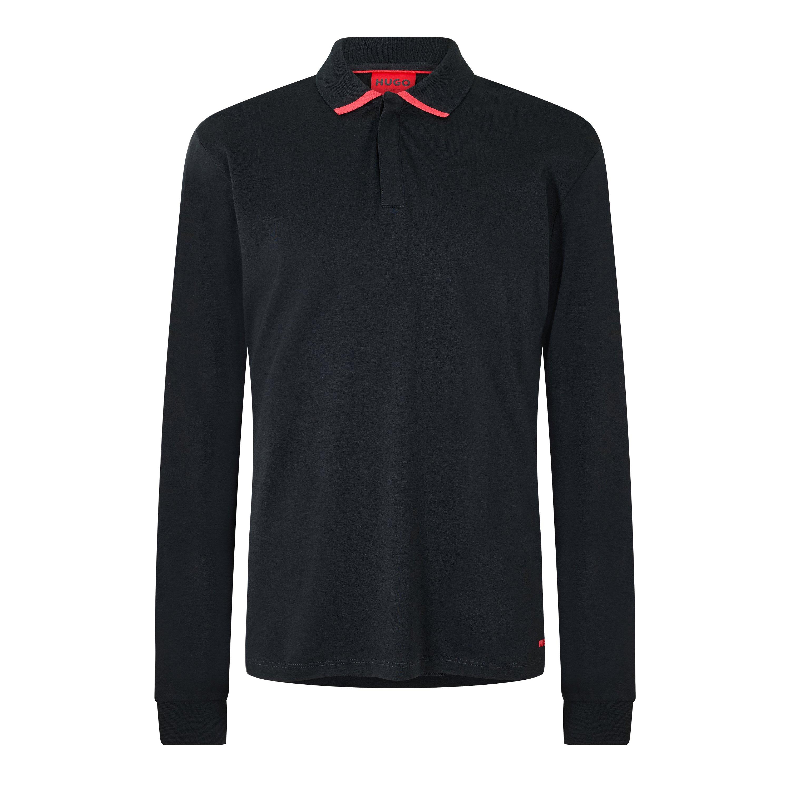 Black - Hugo - Men's Dalomo Long Sleeve Polo Shirt - 1