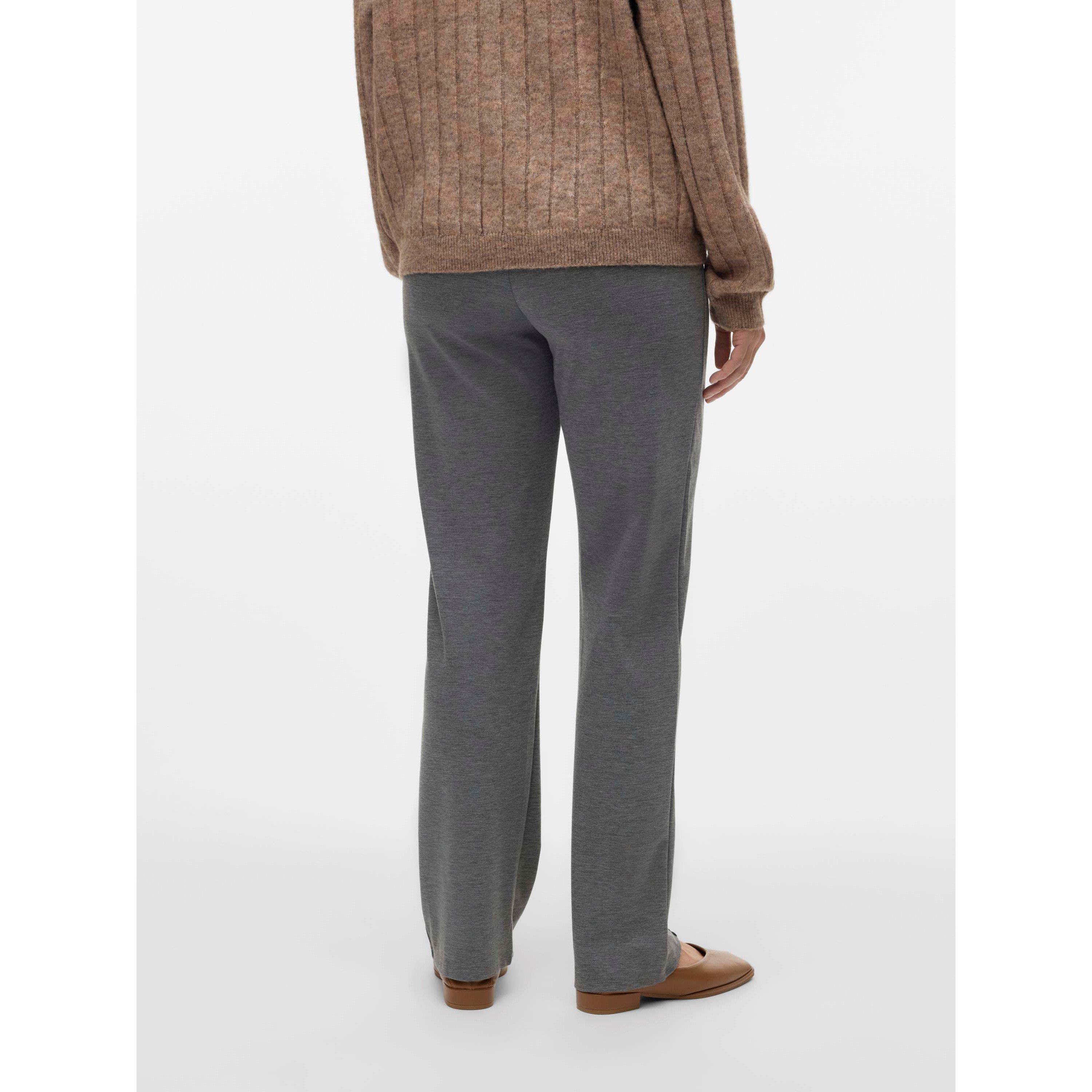 Grey Melange - Mamalicious - Mama Straight Leg Trousers - 3