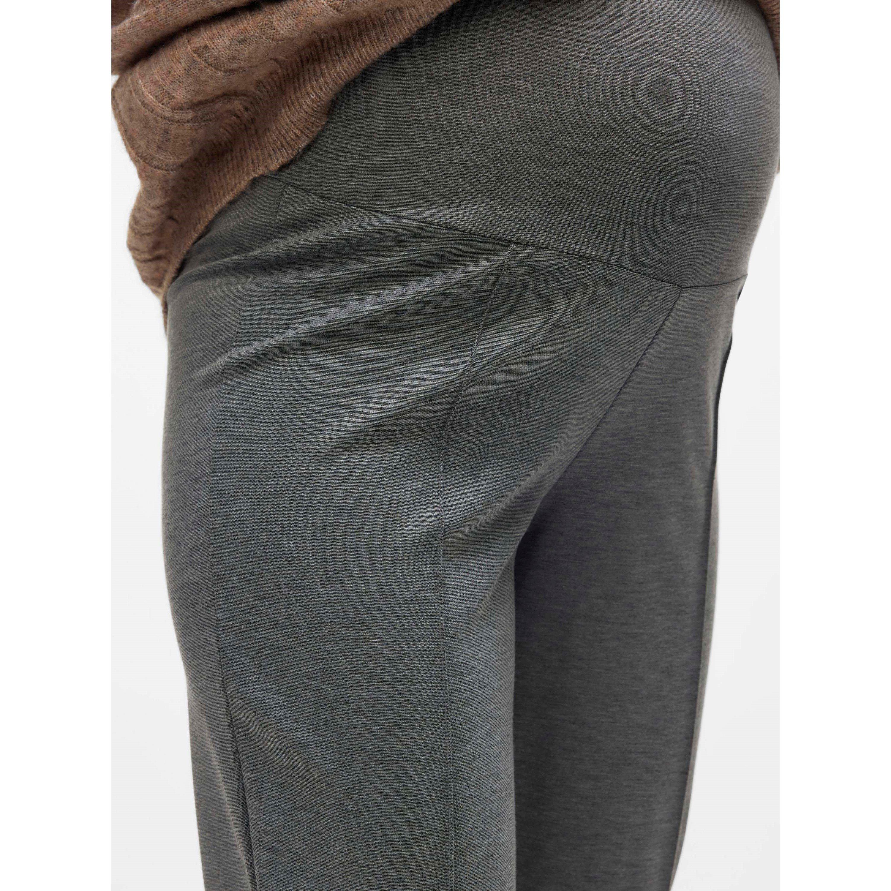 Grey Melange - Mamalicious - Mama Straight Leg Trousers - 4