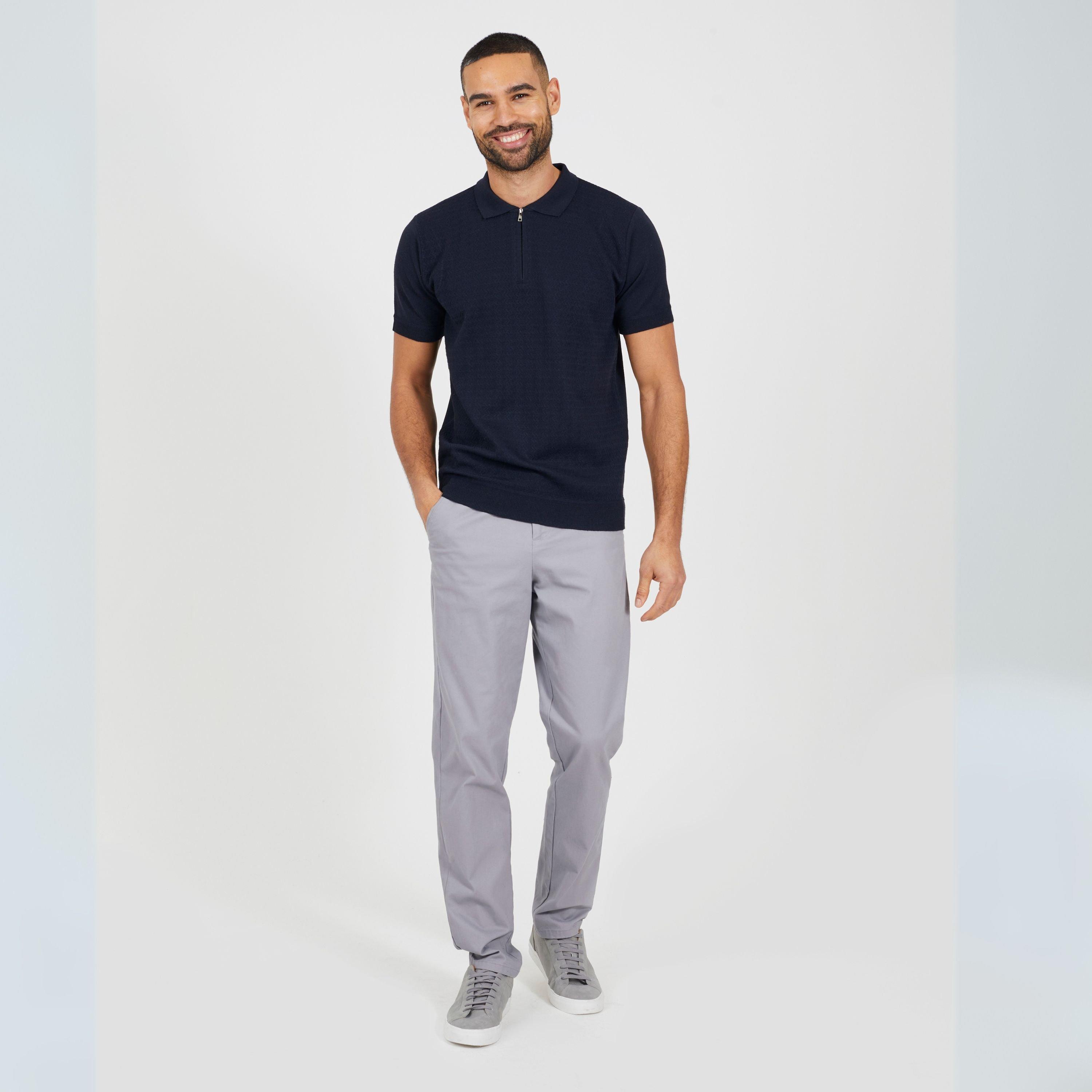 Dark Navy - Brave Soul - Navy Knitted Polo with Zip Neck - 4