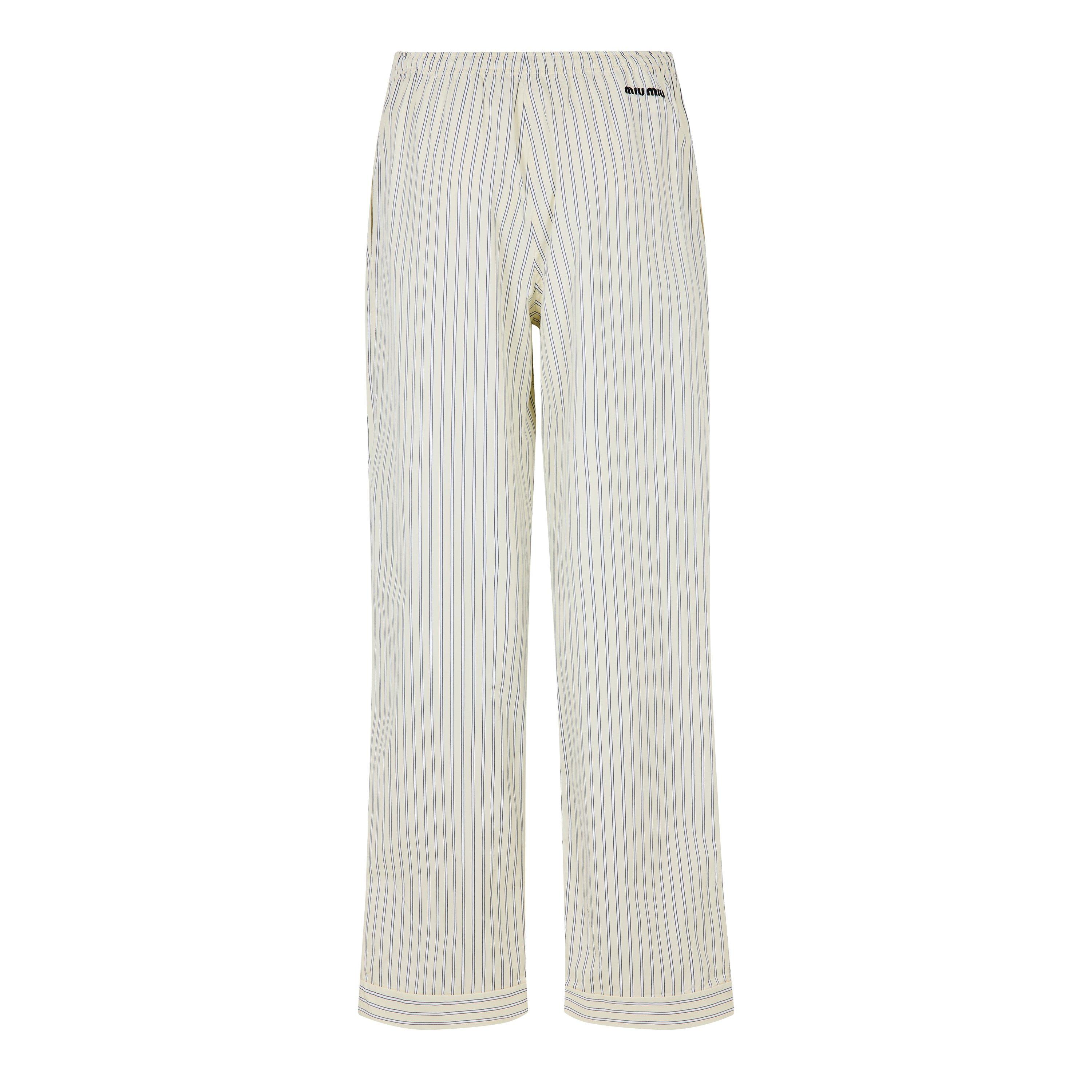 Crema - Miu Miu - Women's Stripe Pyjama Straight Leg Trousers - 2
