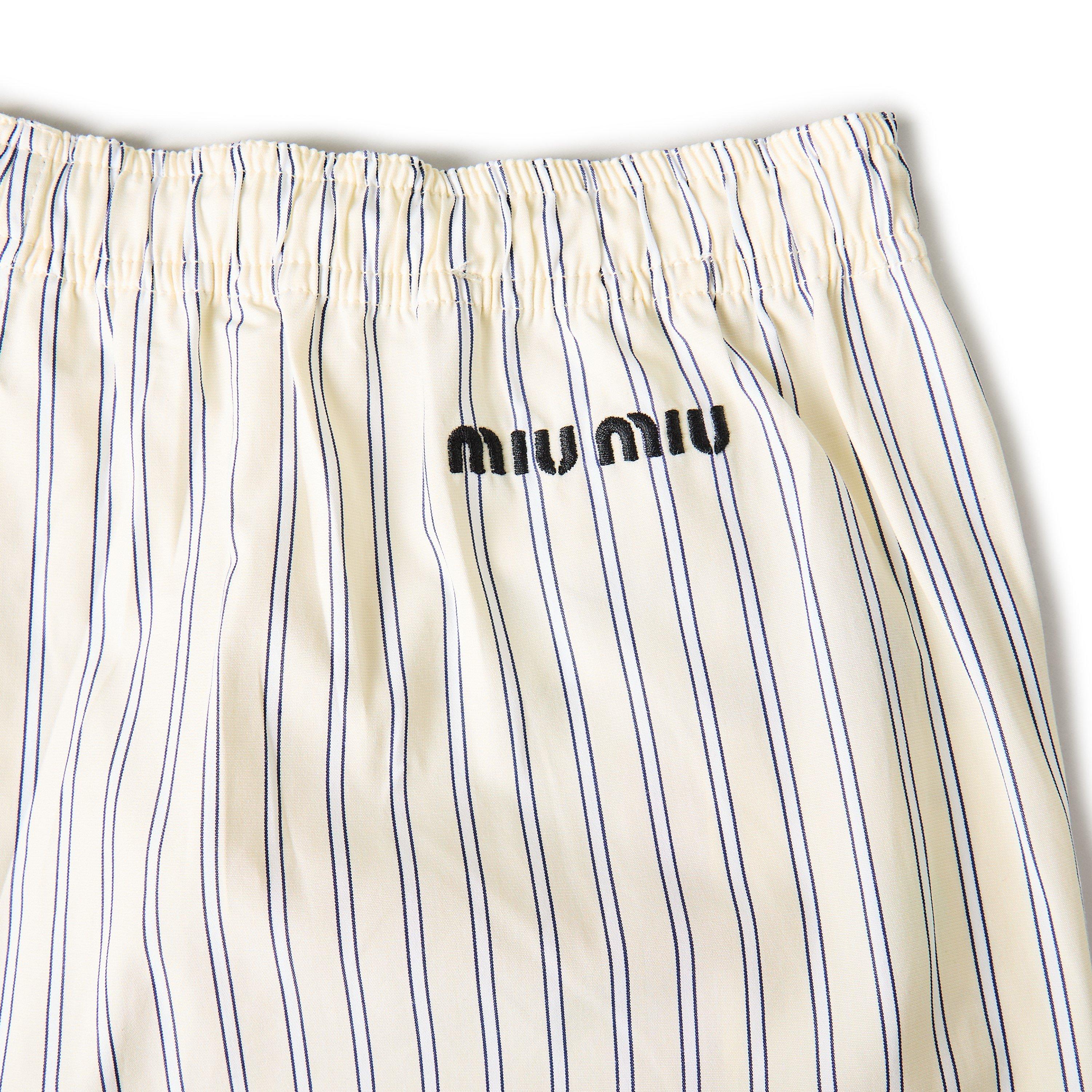 Crema - Miu Miu - Women's Stripe Pyjama Straight Leg Trousers - 5