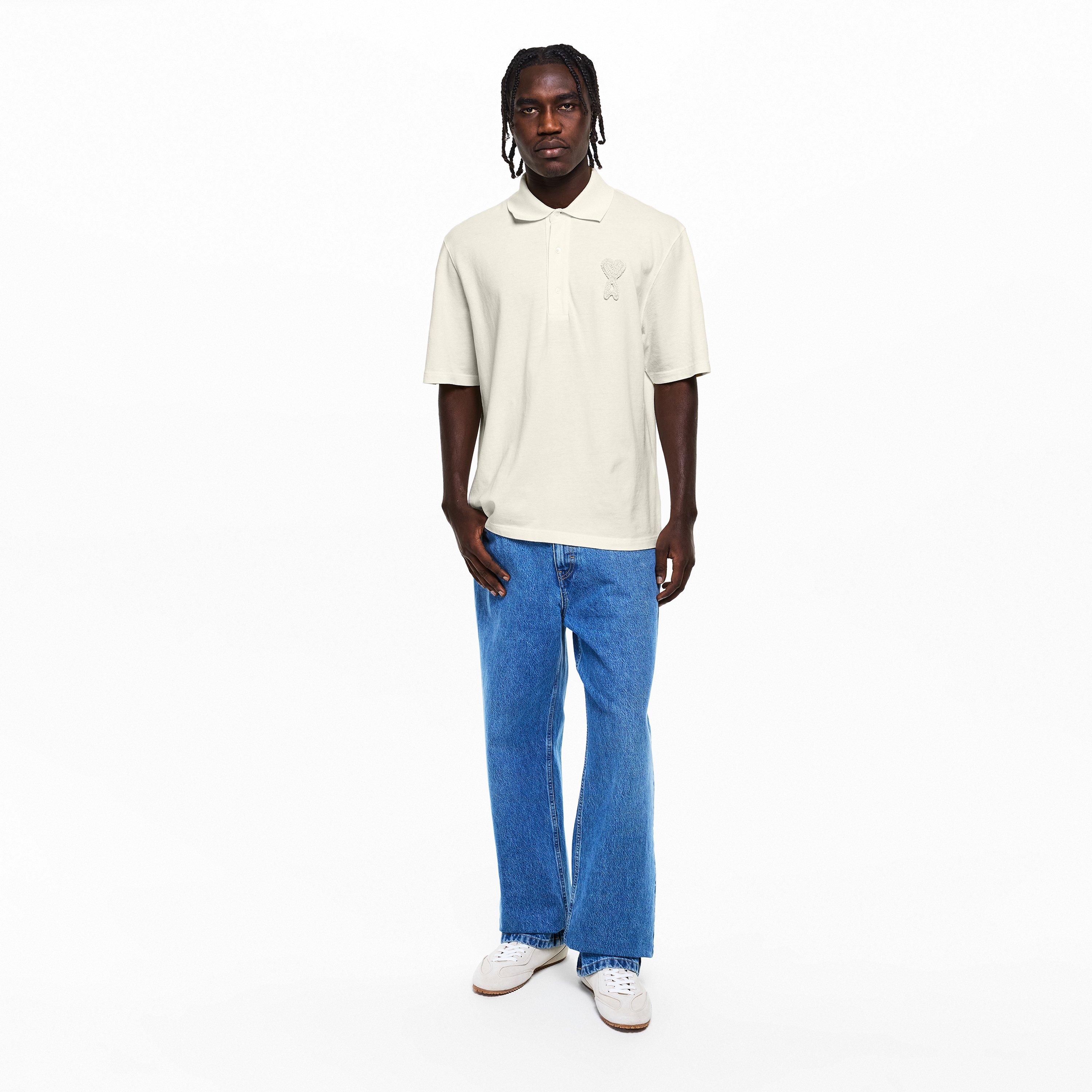 White Cream - Ami Paris - Men's Short Sleeve Polo Shirt - 6