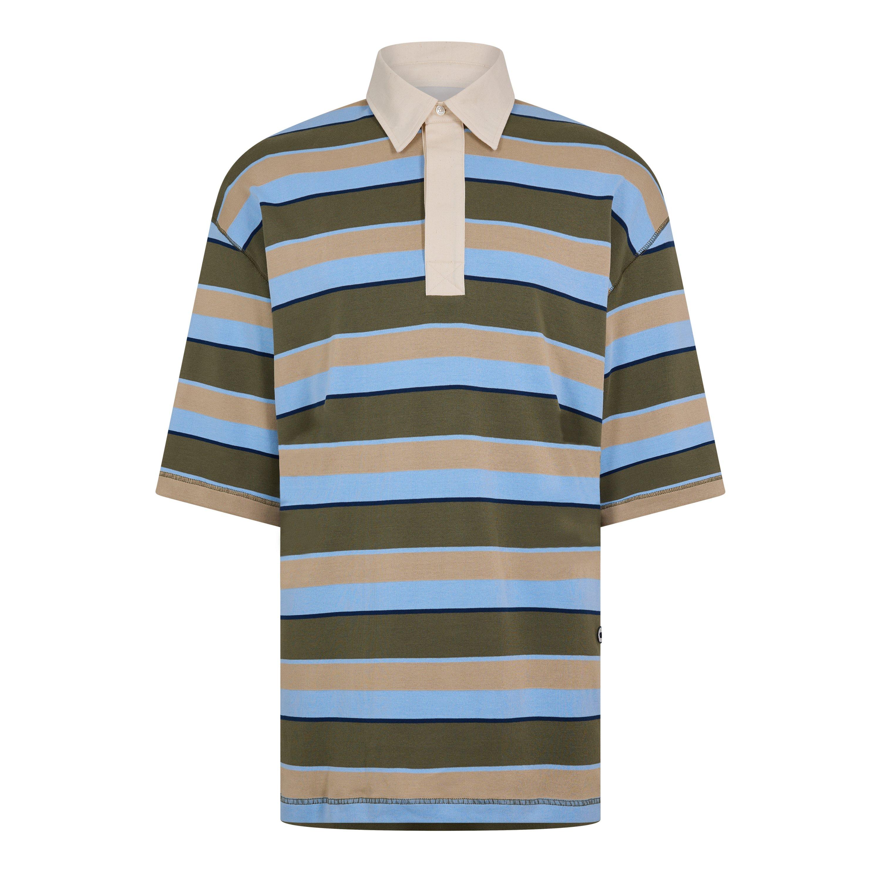 Blue/Khaki - Ami Paris - Men's Short Sleeve Polo Shirt - 1