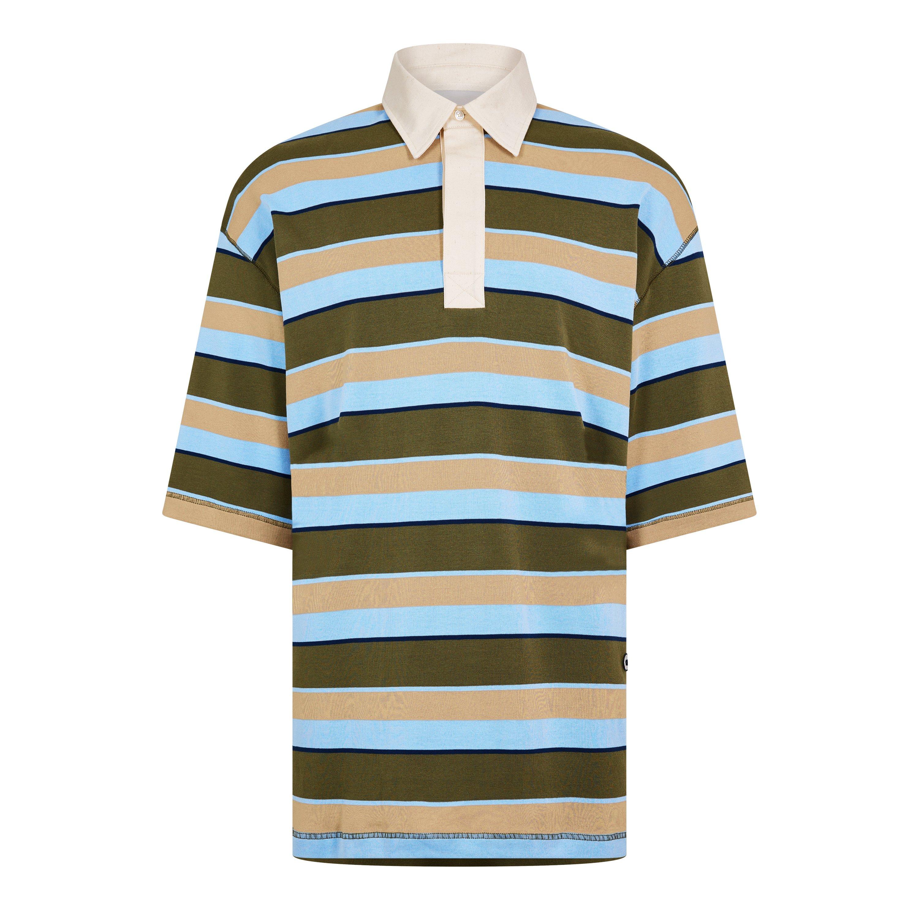 Blue/Khaki - Ami Paris - Men's Short Sleeve Polo Shirt - 1