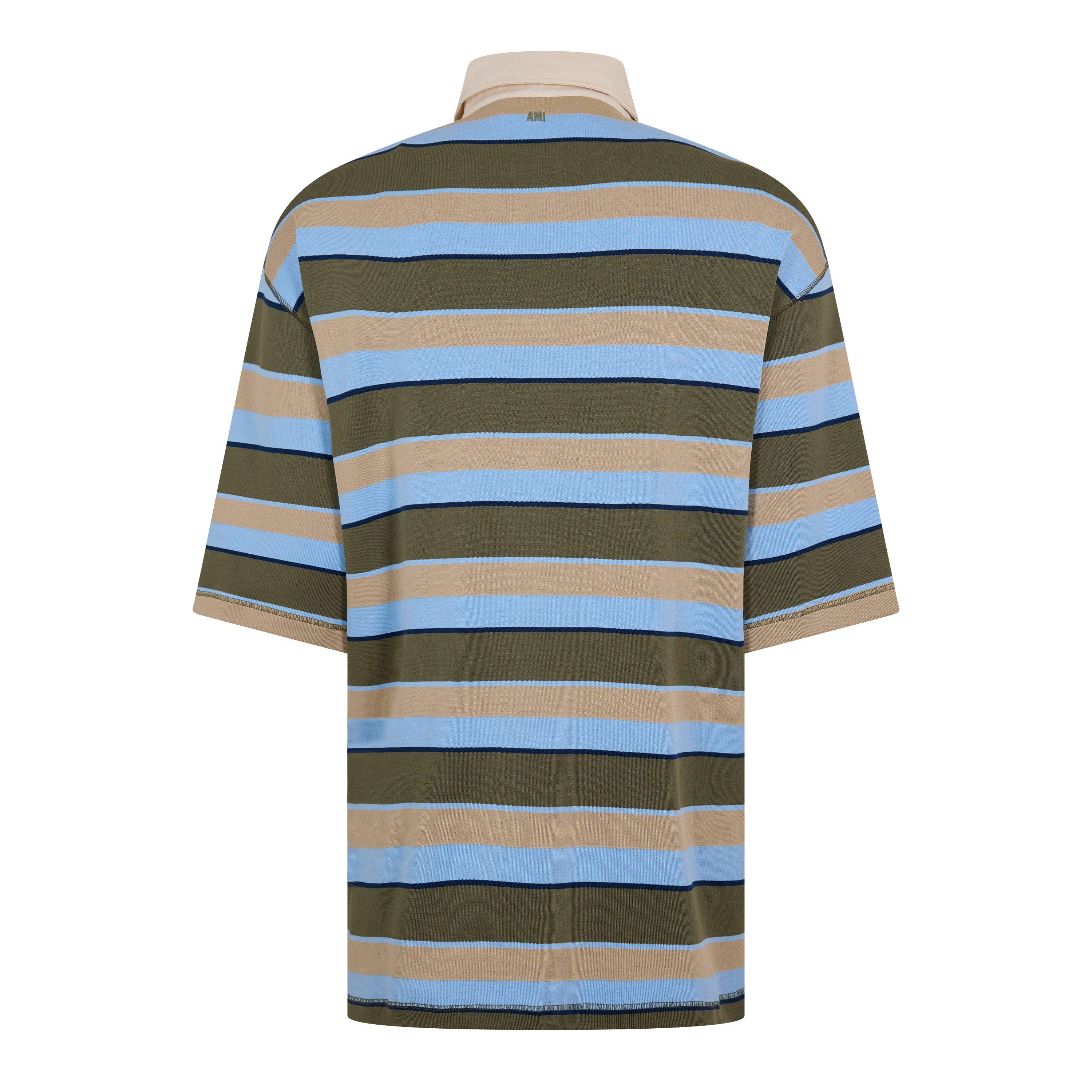 Blue/Khaki - Ami Paris - Men's Short Sleeve Polo Shirt - 2