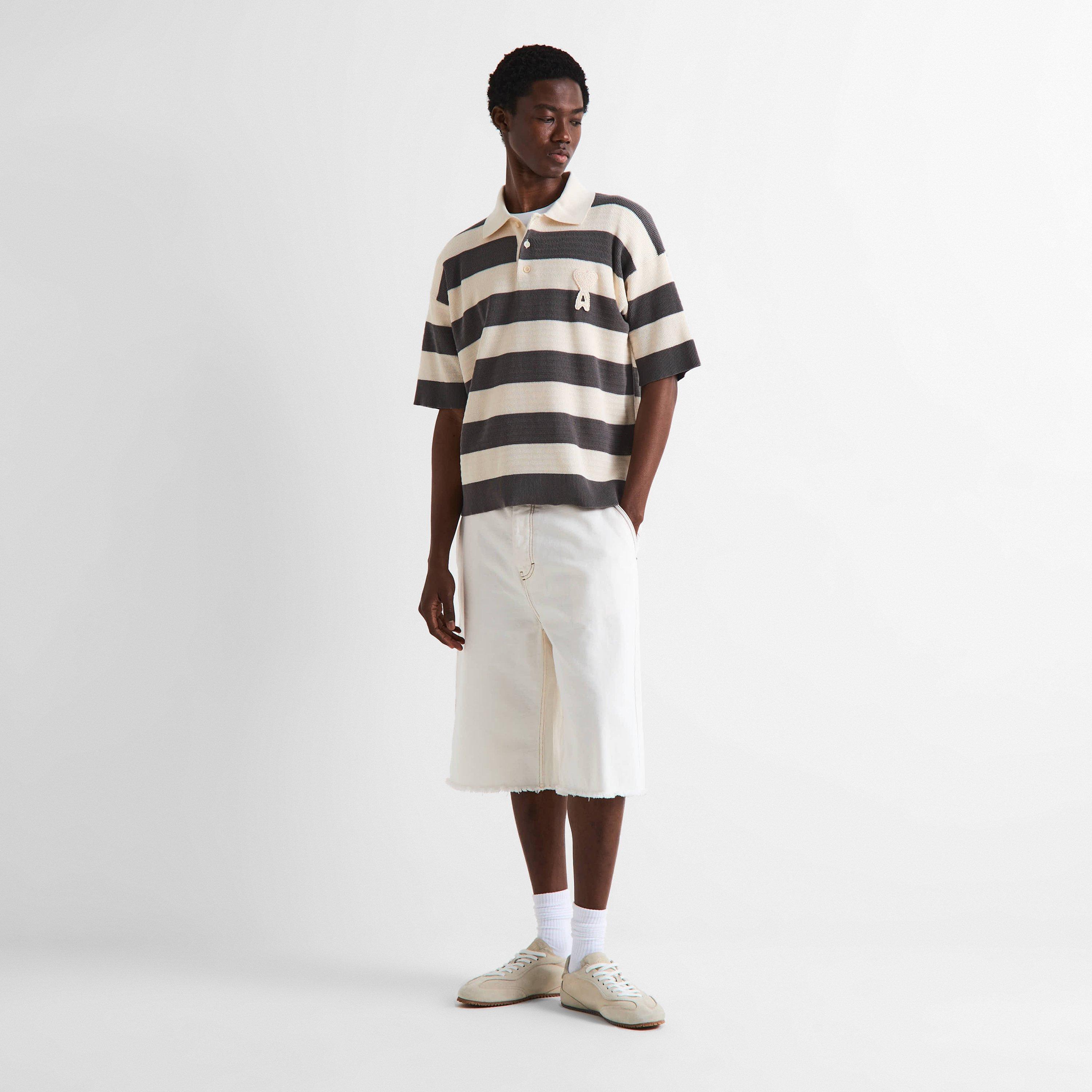 White/Carbon - Ami Paris - Mens Knit de Coeur Polo Shirt - 6
