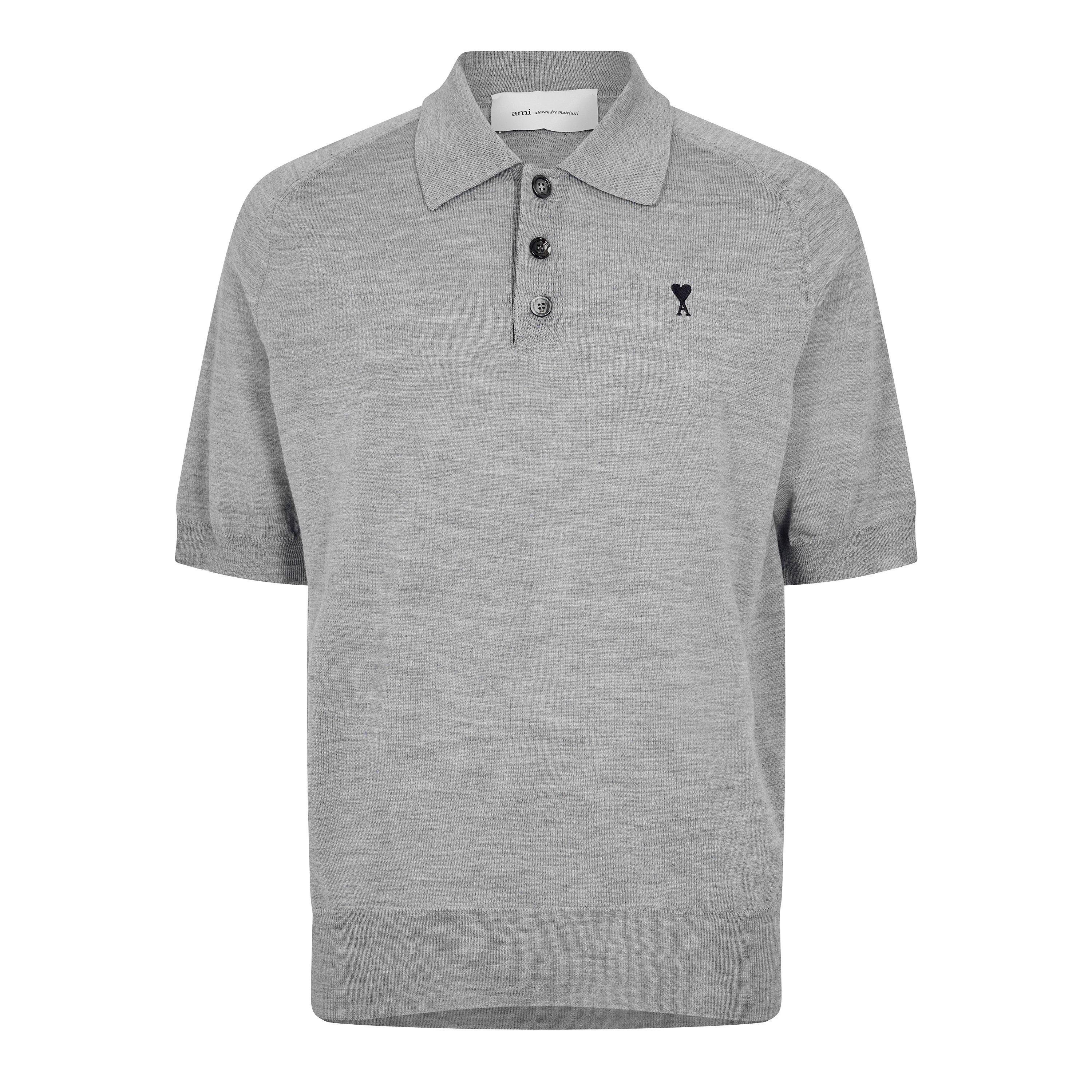Ami Paris Men's Short Sleeve Polo Shirt - Grey - Medium