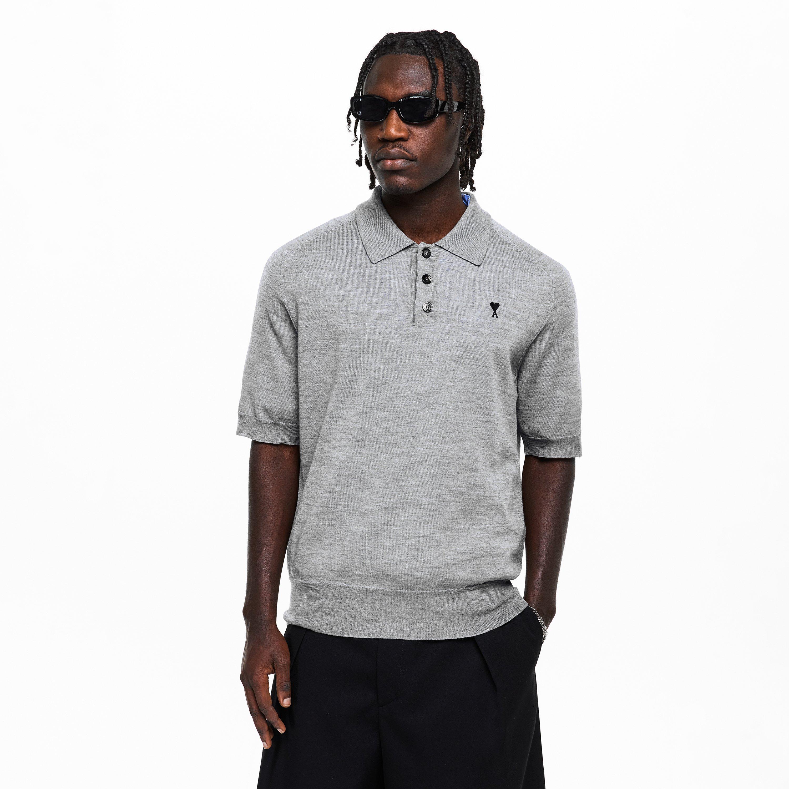 Grey - Ami Paris - Men's Short Sleeve Polo Shirt - 3