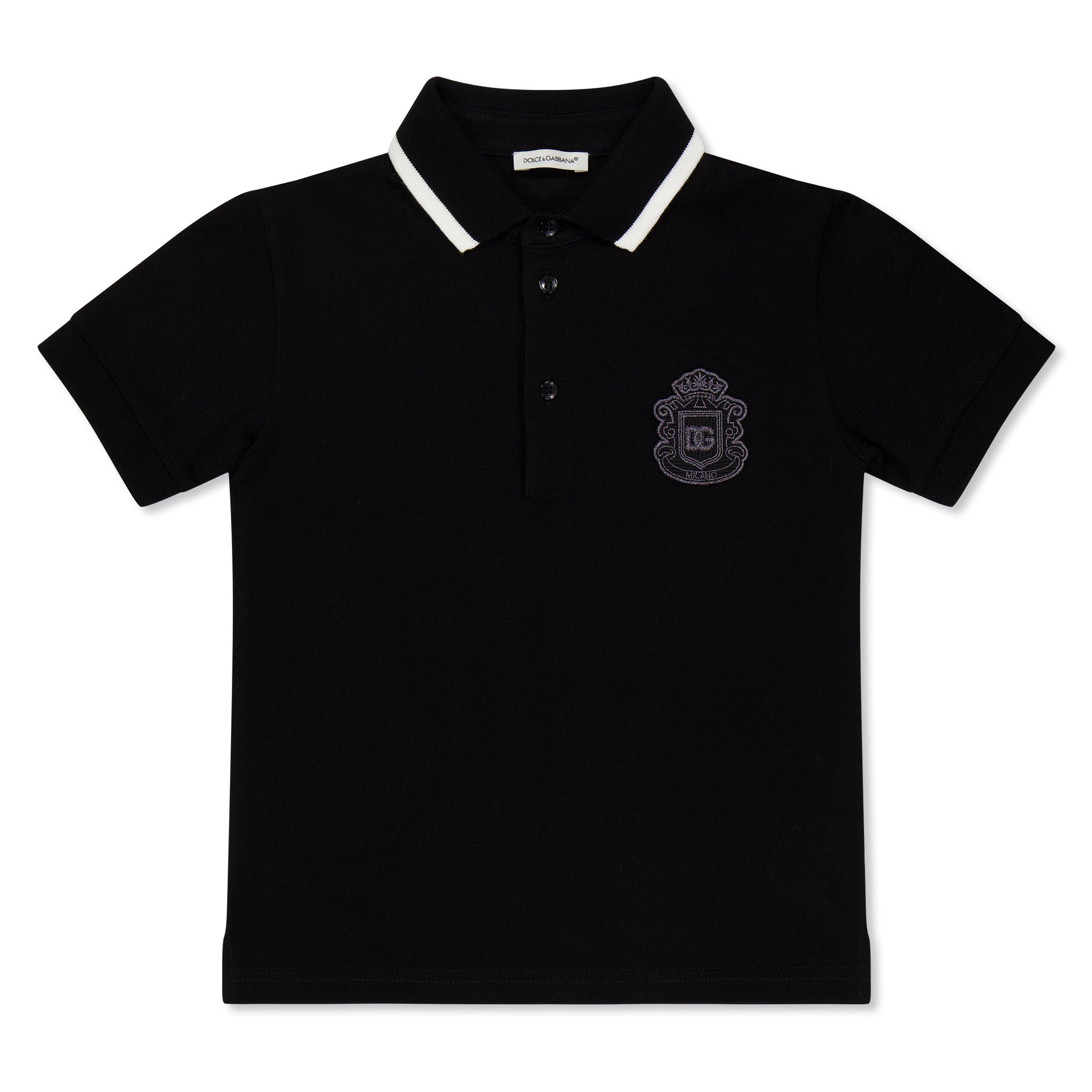 Dolce and Gabbana  Kids' Short Sleeve Polo Shirt - Black N0000 - Size 10Y