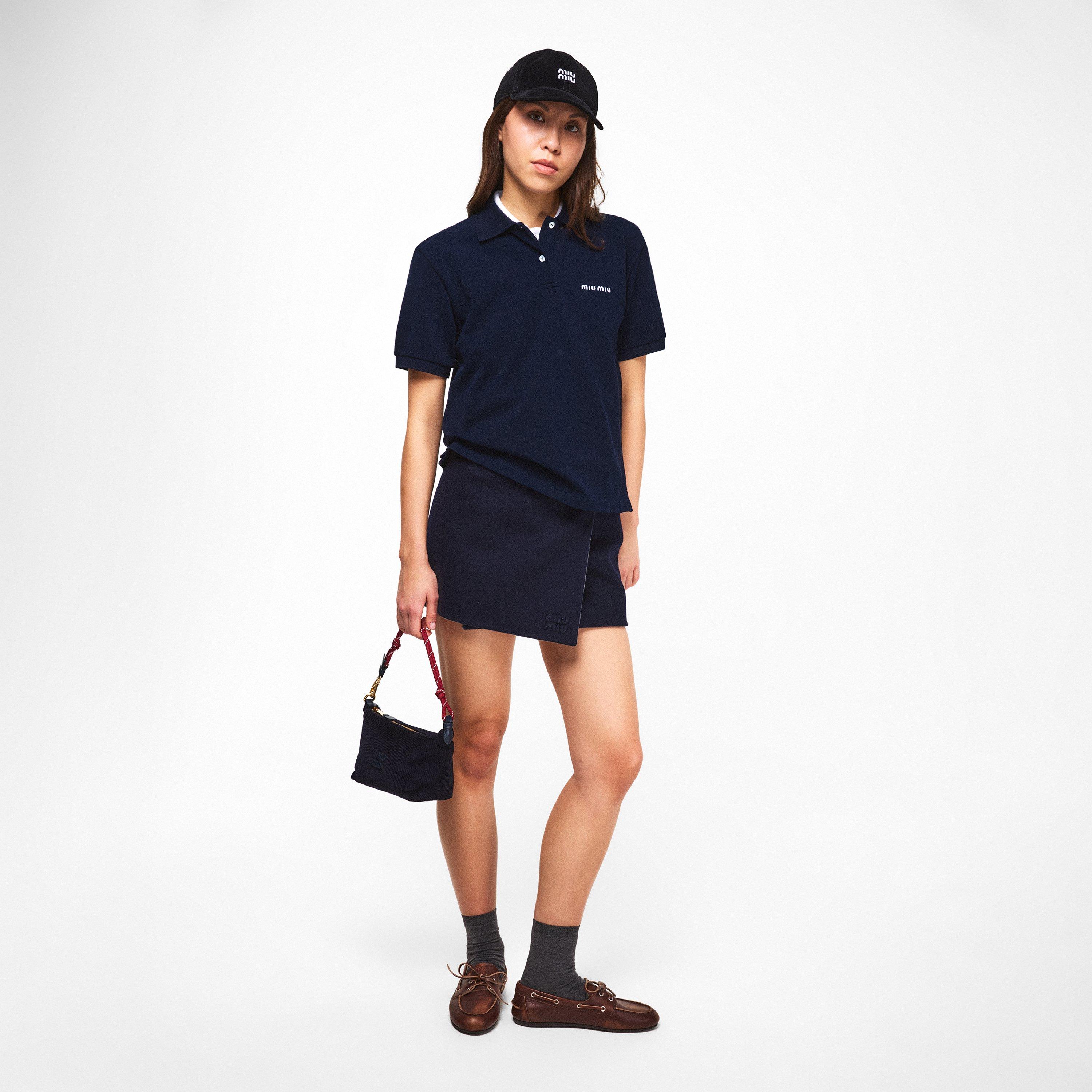 Bleu - Miu Miu - Women's Piquet Short Sleeve Polo Shirt - 6