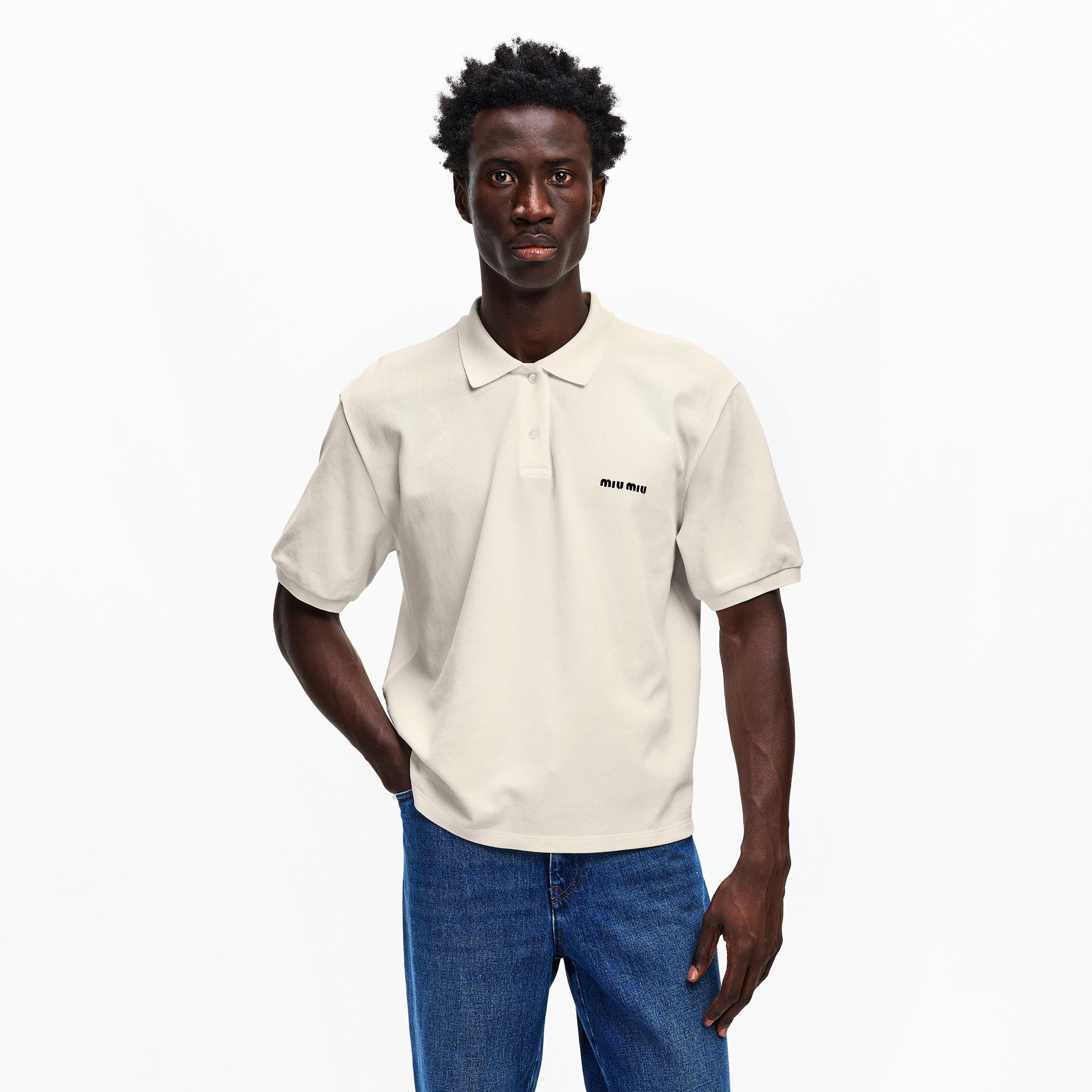 Bianco - Miu Miu - Men's Piquet Short Sleeve Polo Shirt - 3