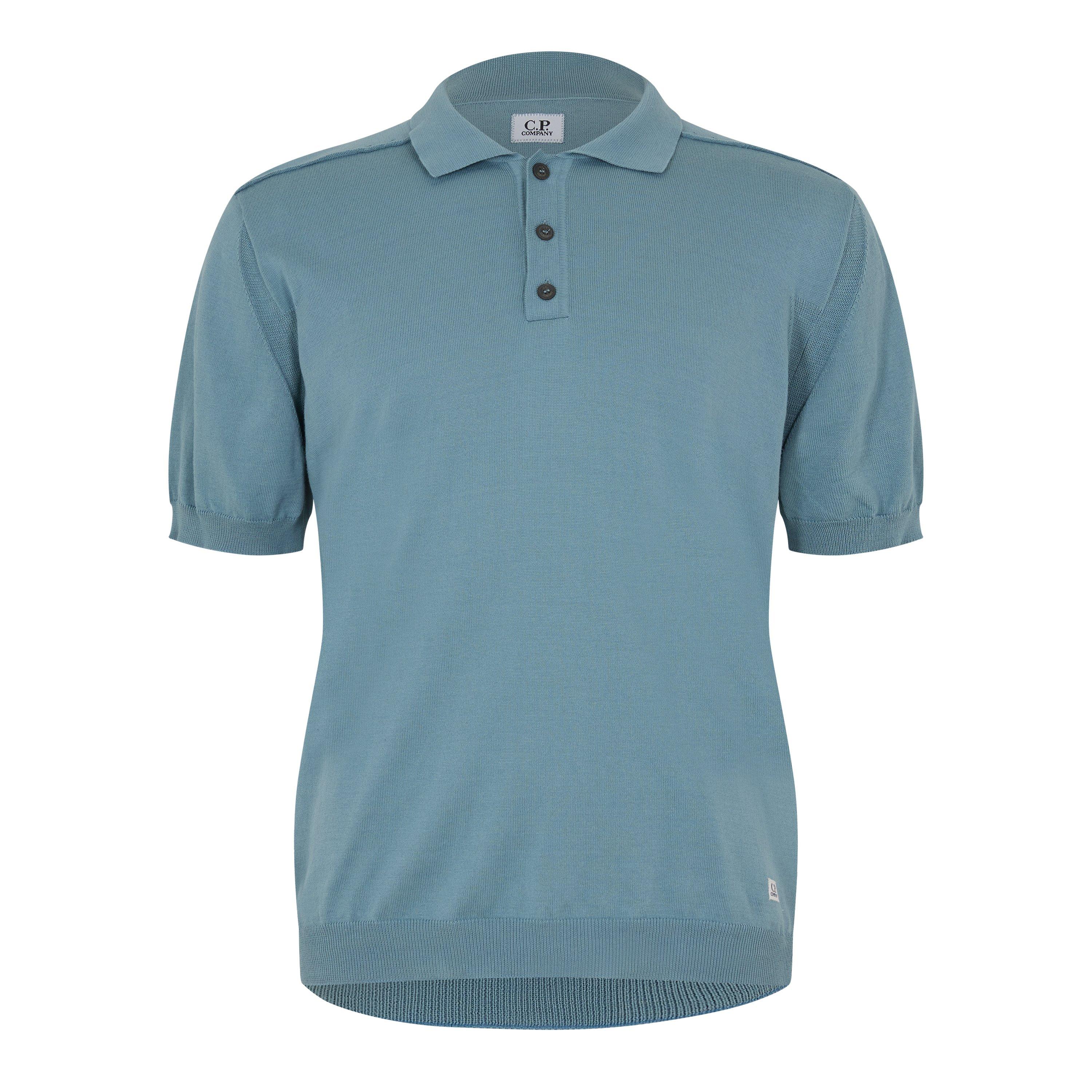 Cp Company Men's Short Sleeve Polo Shirt - Silver Blue 809 - M (48)