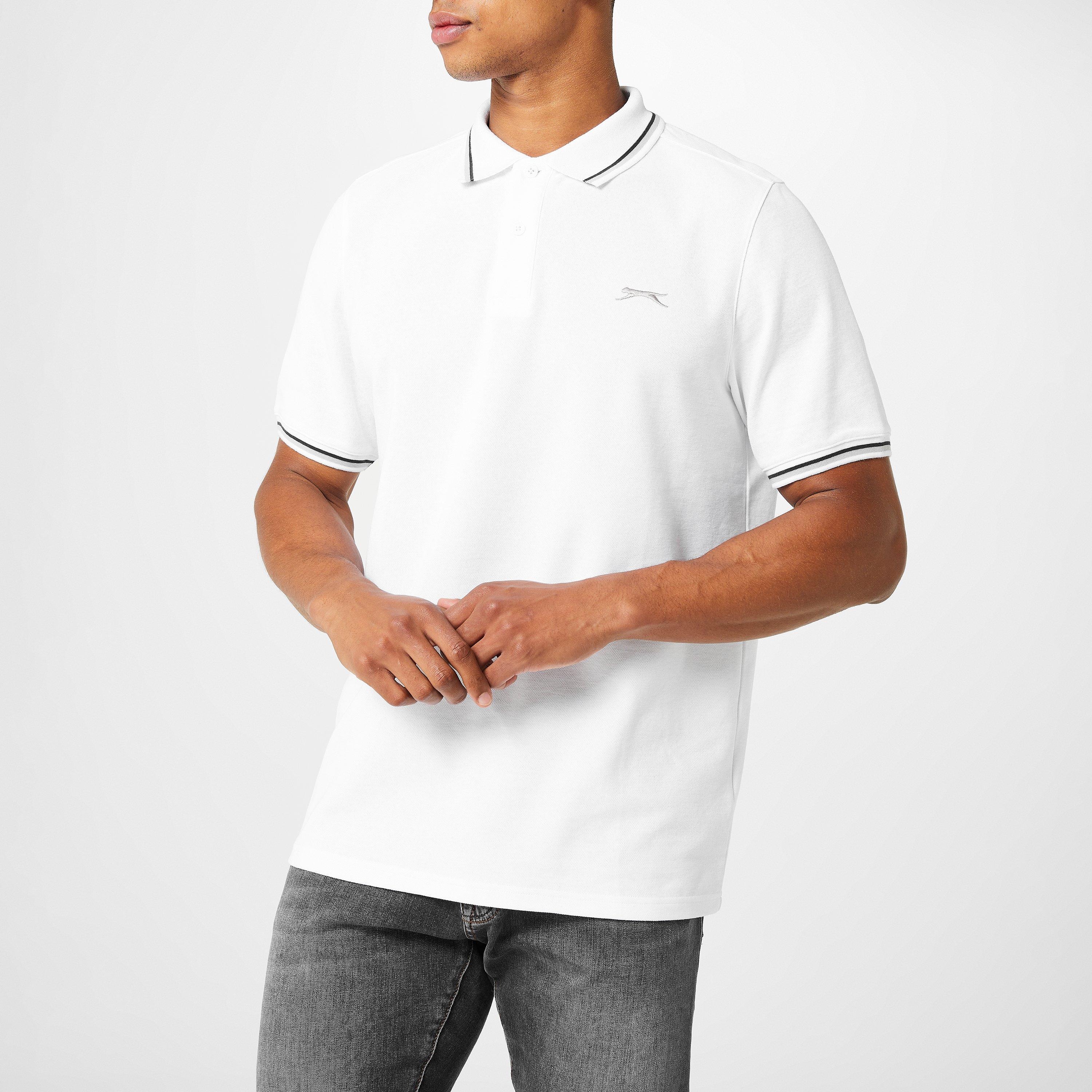 White - Slazenger - Tipped Polo Shirt Mens - 3