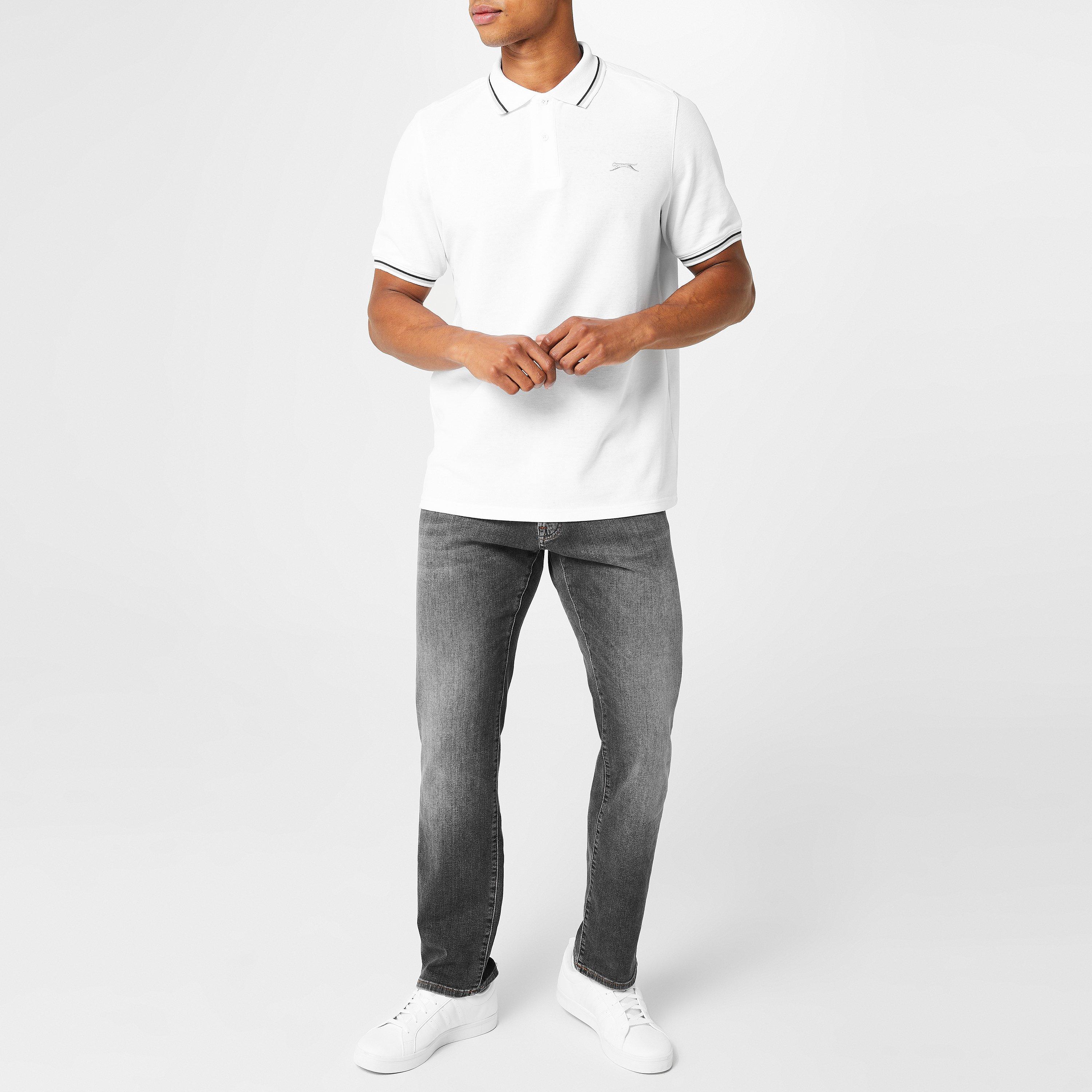 White - Slazenger - Tipped Polo Shirt Mens - 6