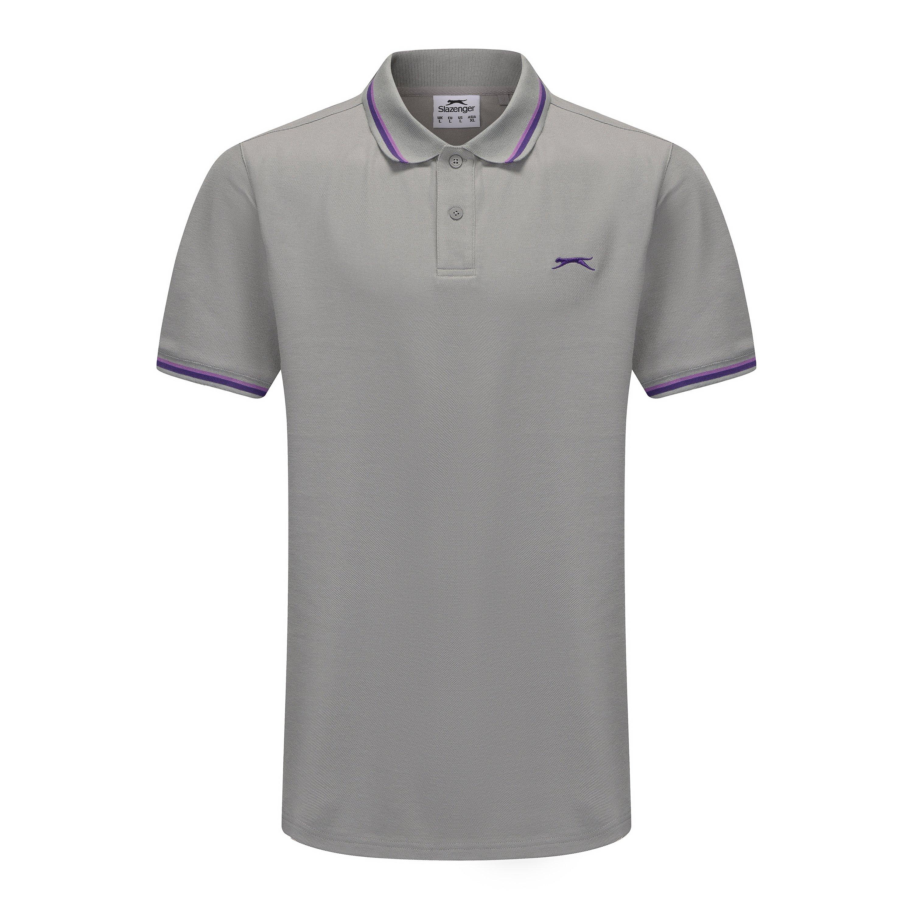 Slazenger Men's Tipped Polo Shirt - Light Grey - XL