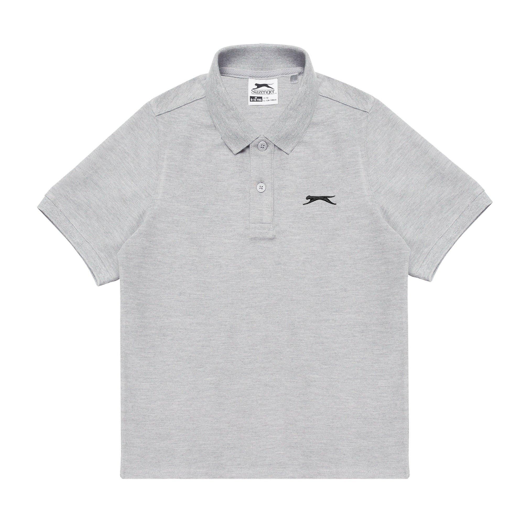 Slazenger Boys Plain Polo Shirt Junior - Grey Marl - 13 Years
