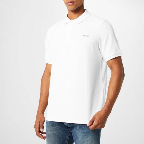 White - Slazenger - Plain Polo Shirt Mens - 4