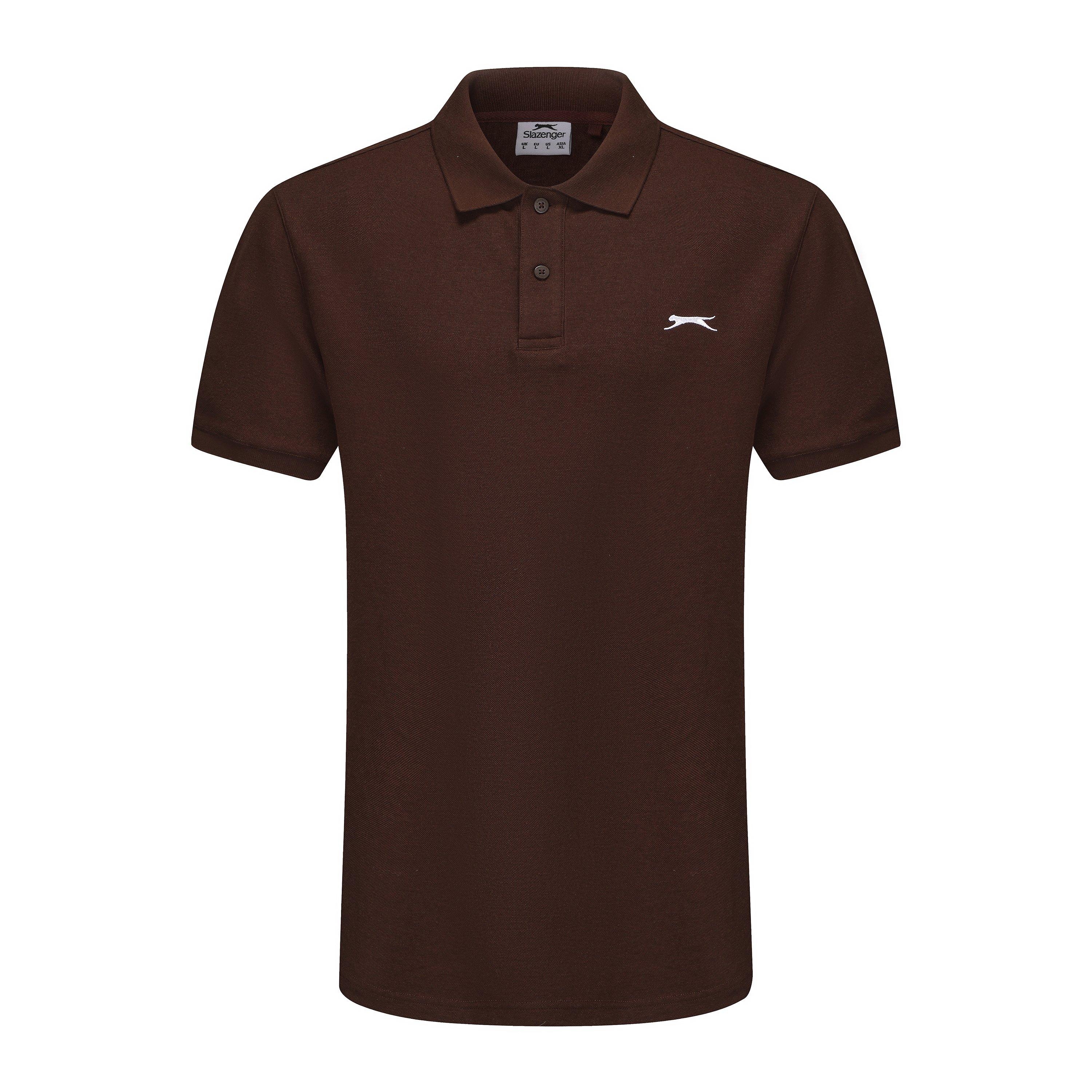 Slazenger Men's Plain Polo Shirt - Chocolate Brown - 2XL