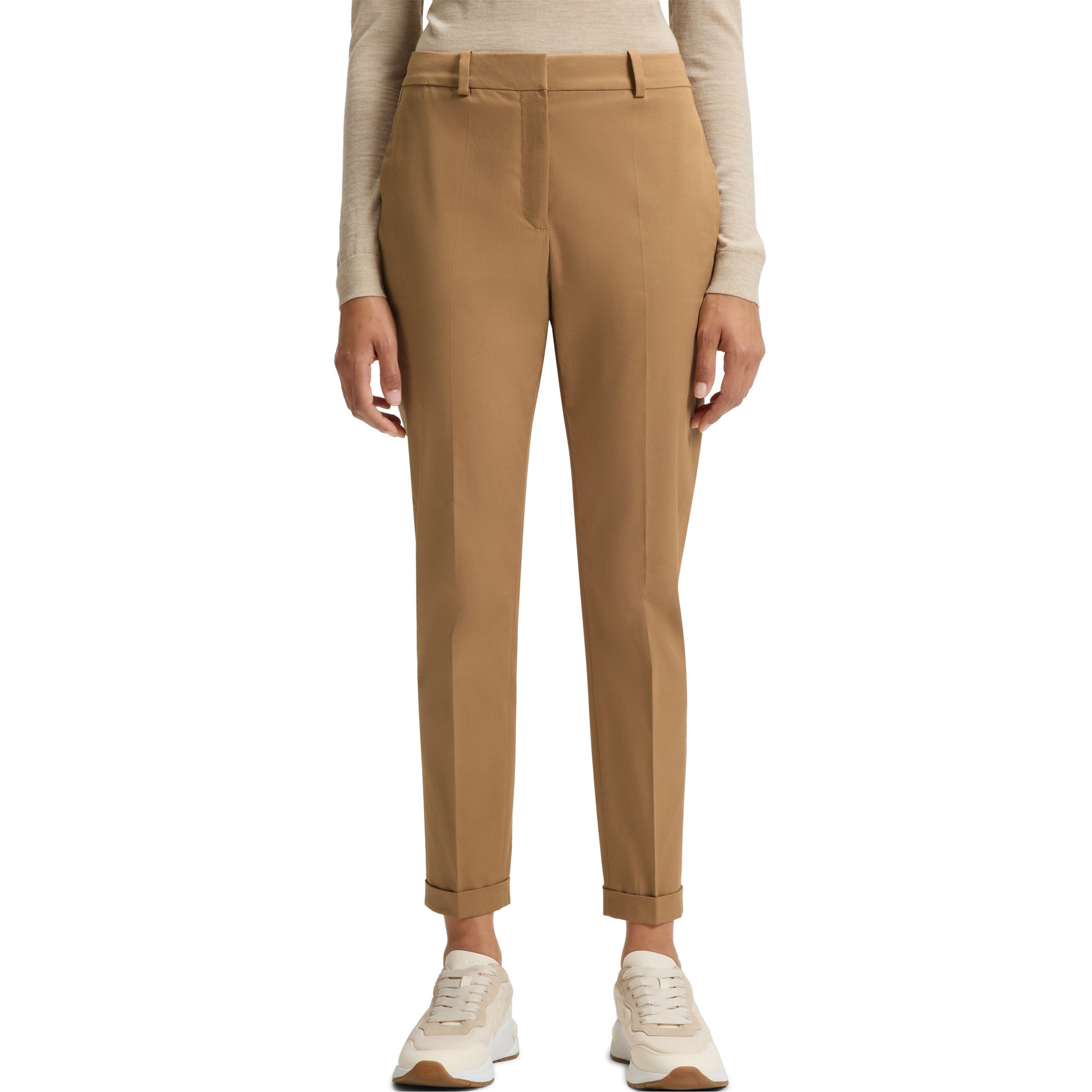 Medium Beige - Boss - Women's Tachinoa Straight Leg Trousers - 2