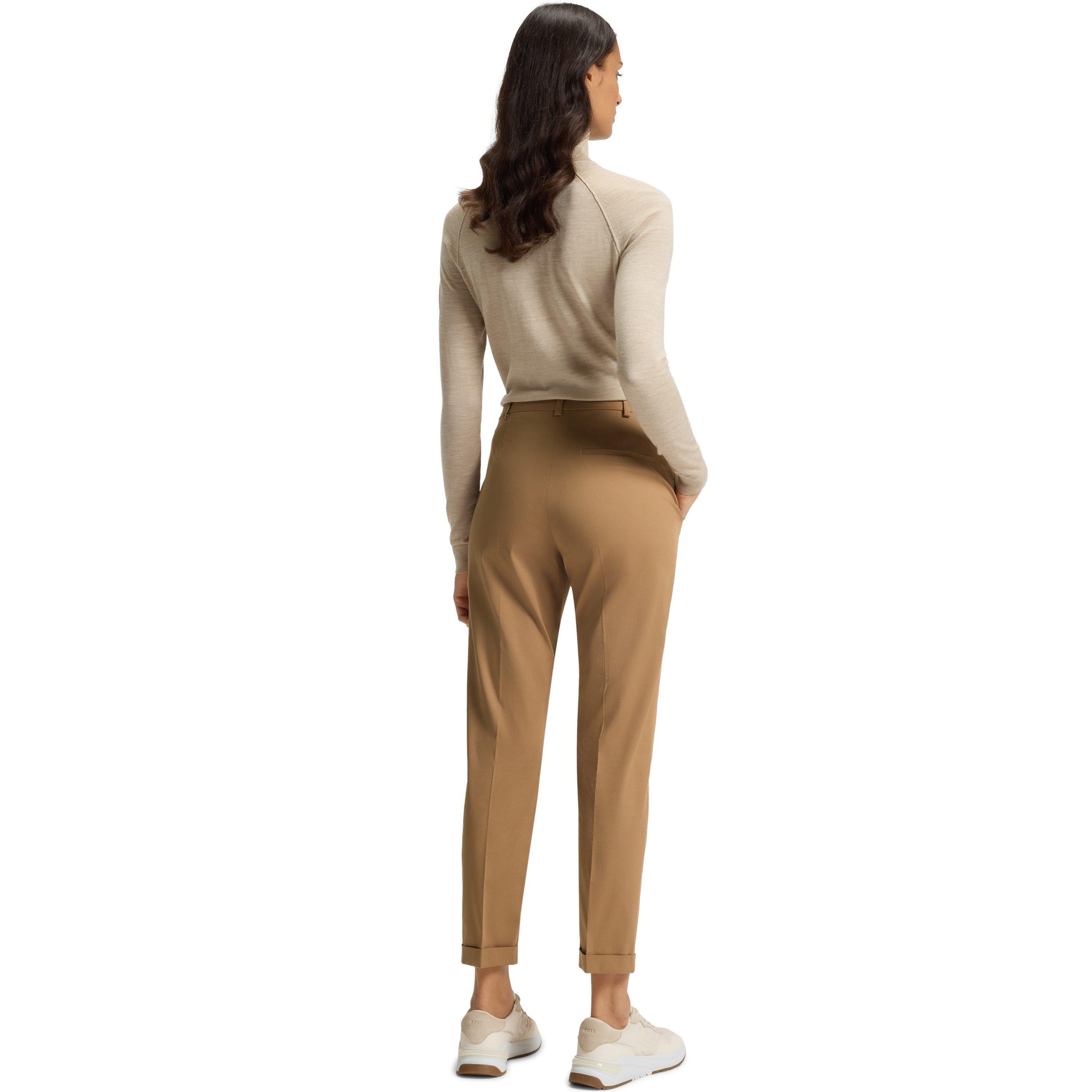 Medium Beige - Boss - Women's Tachinoa Straight Leg Trousers - 3