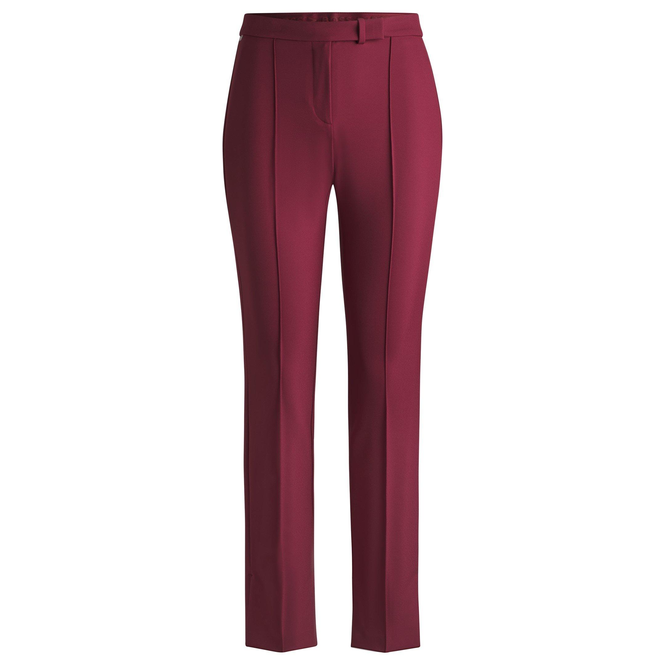 Dark Red - Boss - Women's Tizena Straight Leg Trousers - 1