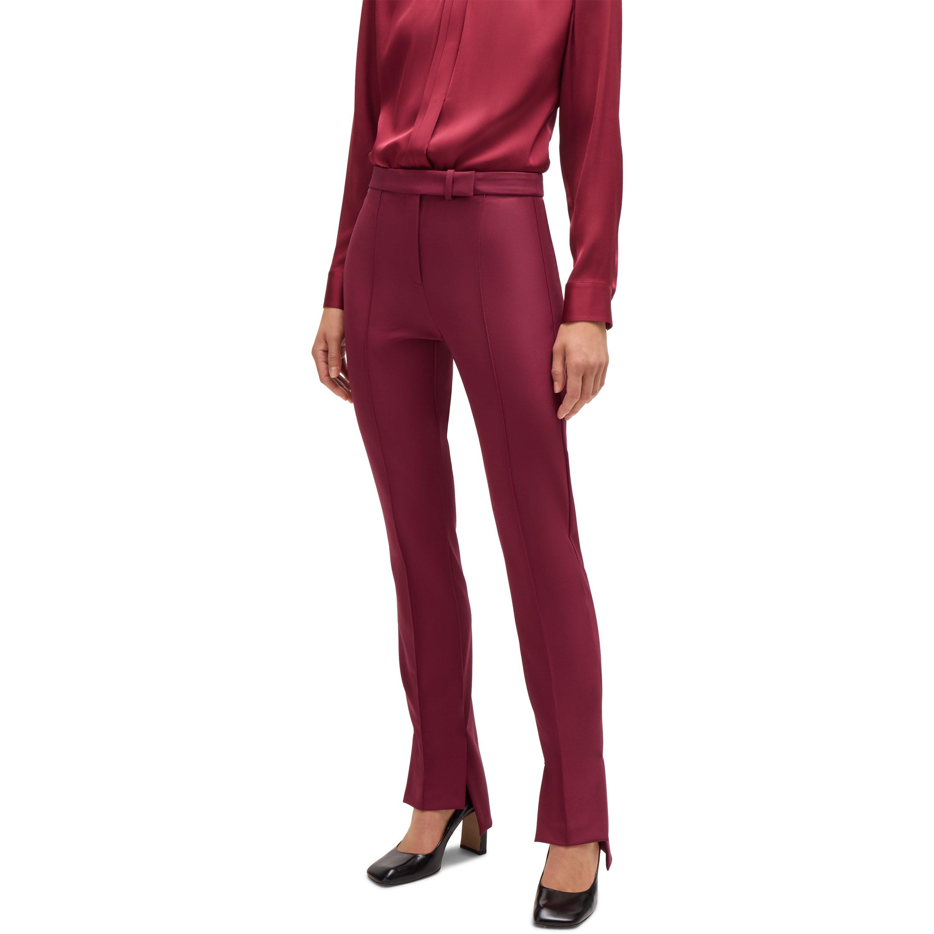 Dark Red - Boss - Women's Tizena Straight Leg Trousers - 2