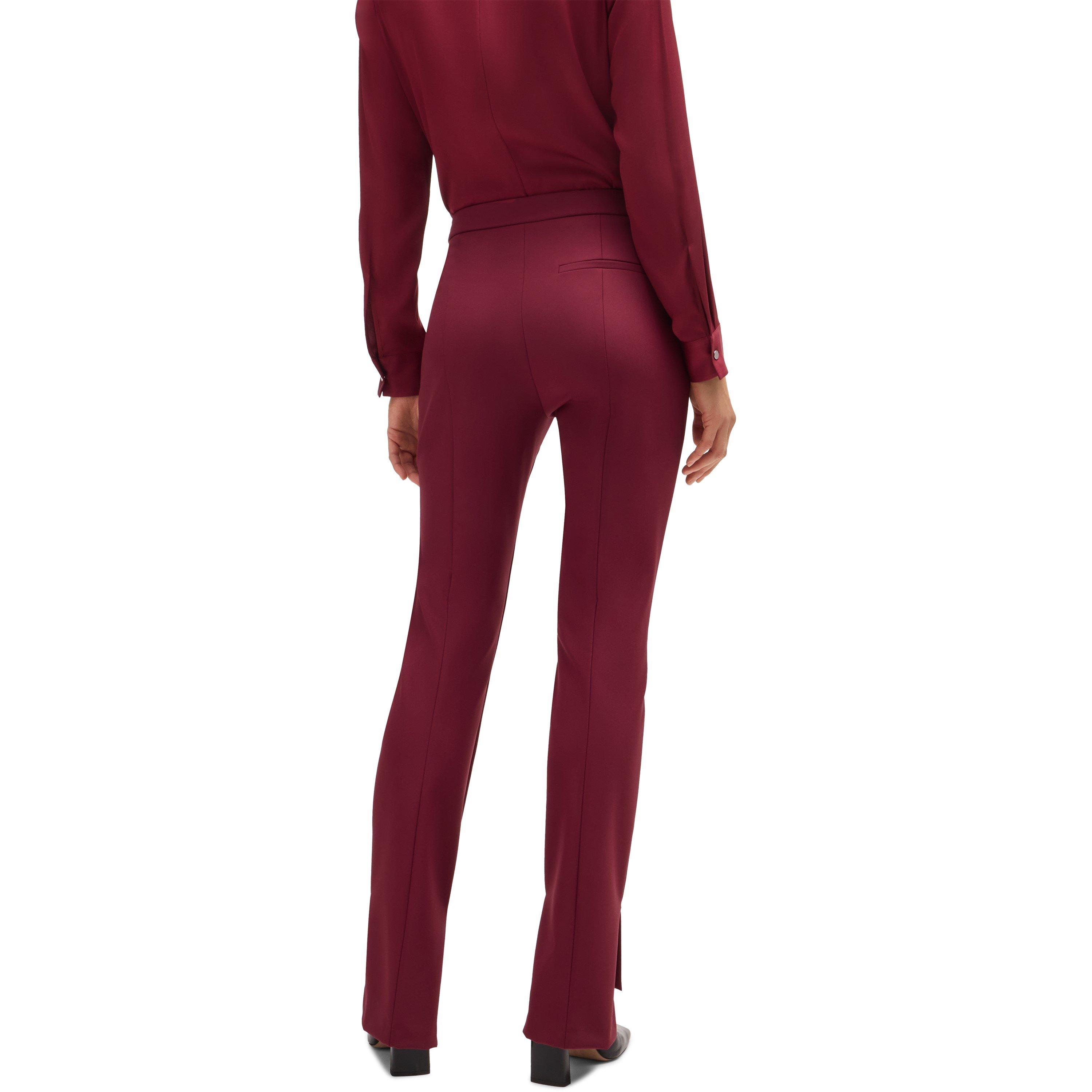 Dark Red - Boss - Women's Tizena Straight Leg Trousers - 3