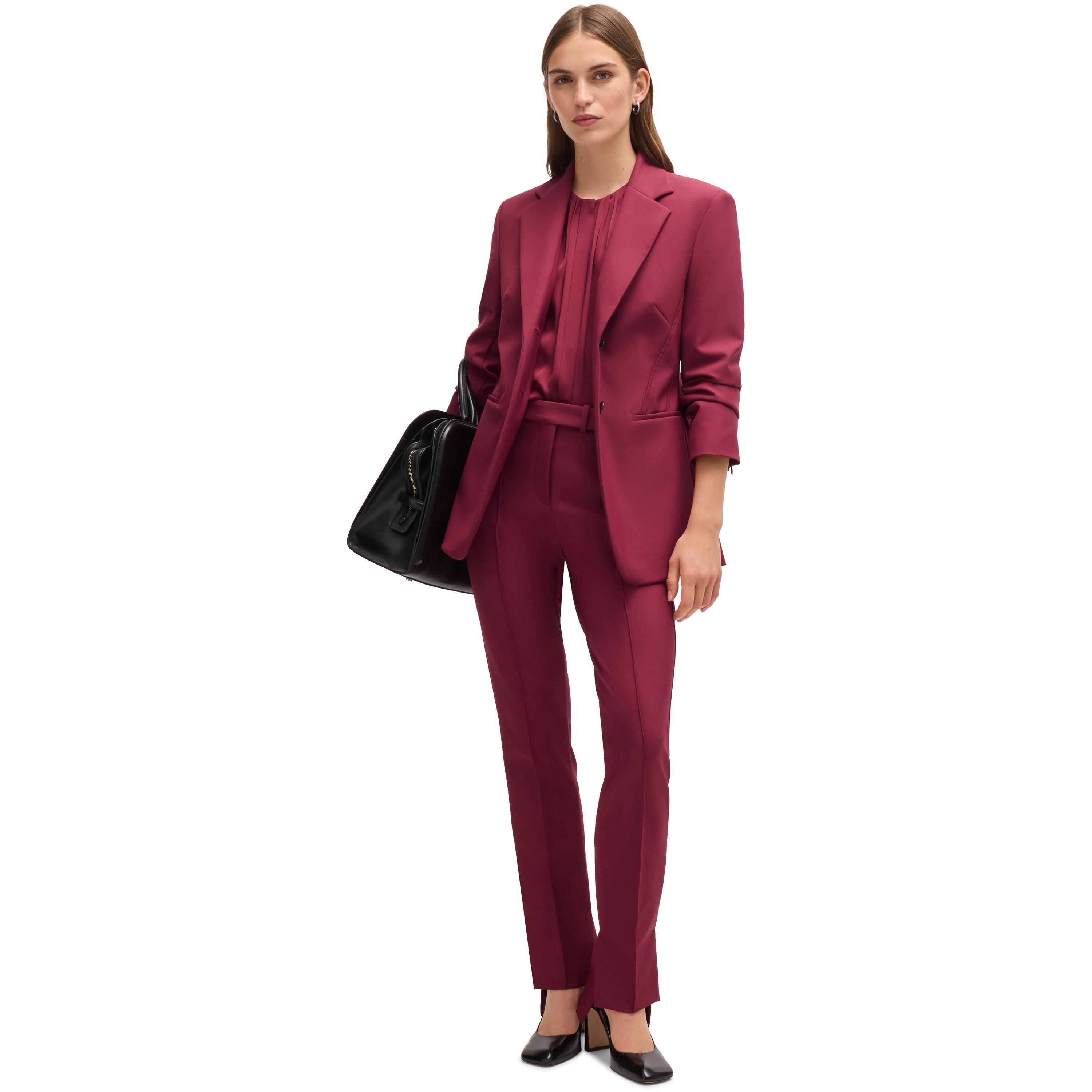 Dark Red - Boss - Women's Tizena Straight Leg Trousers - 5