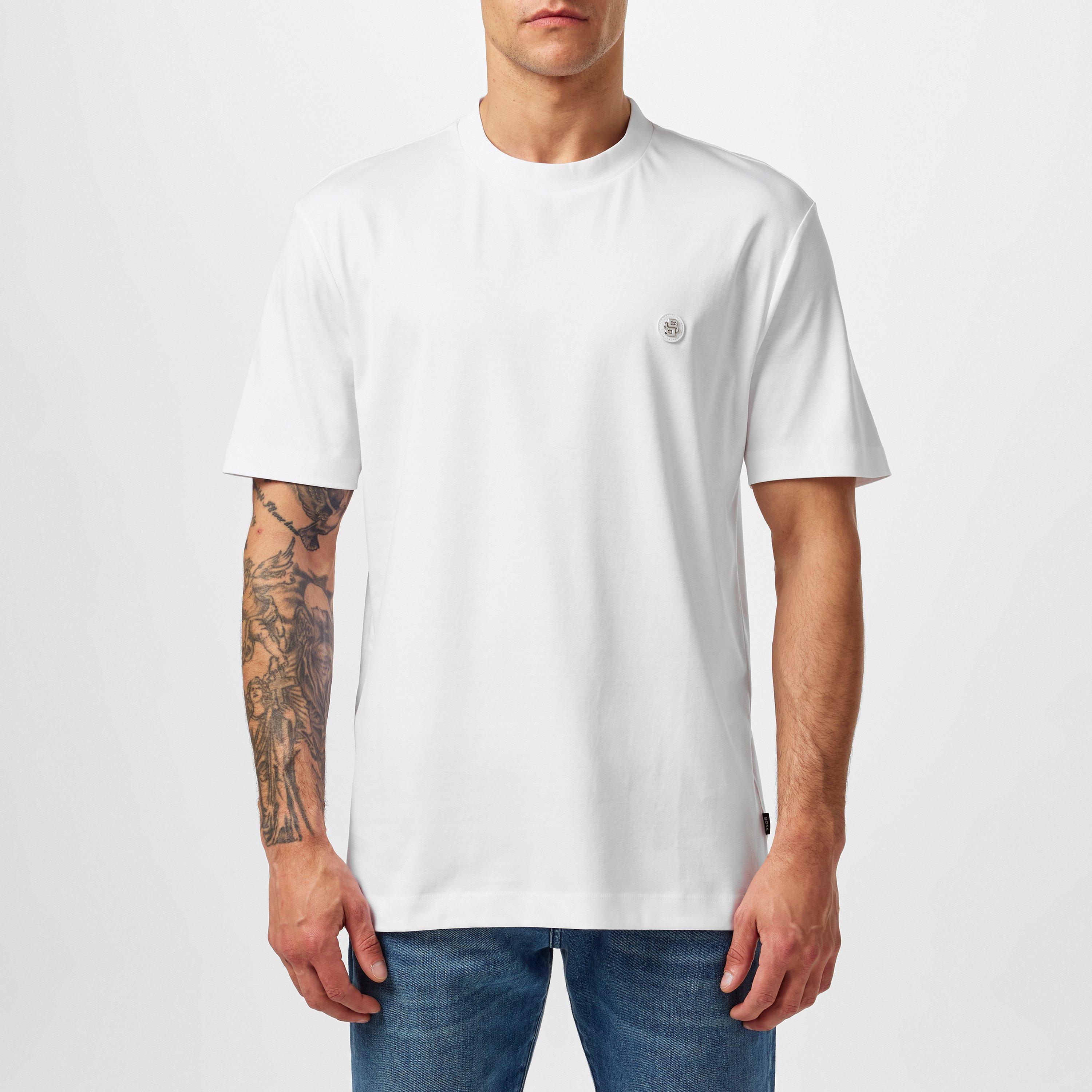 White 100 - Boss - Mens BOSS BLACK Taut Minimalist Design T-Shirt with Logo Detail - 3