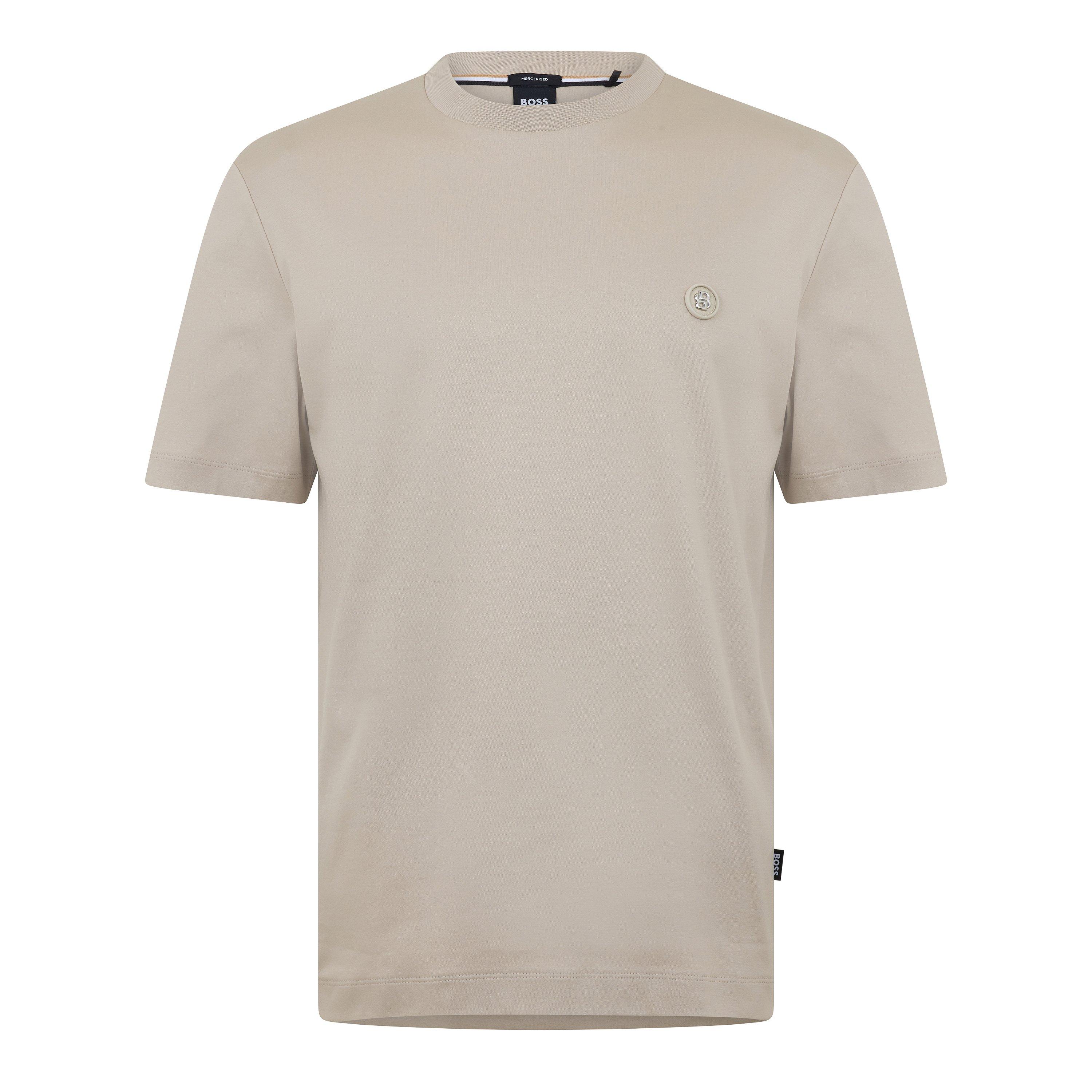 Boss Mens BOSS BLACK Taut Minimalist Design T-Shirt with Logo Detail - Beige 286 - Large