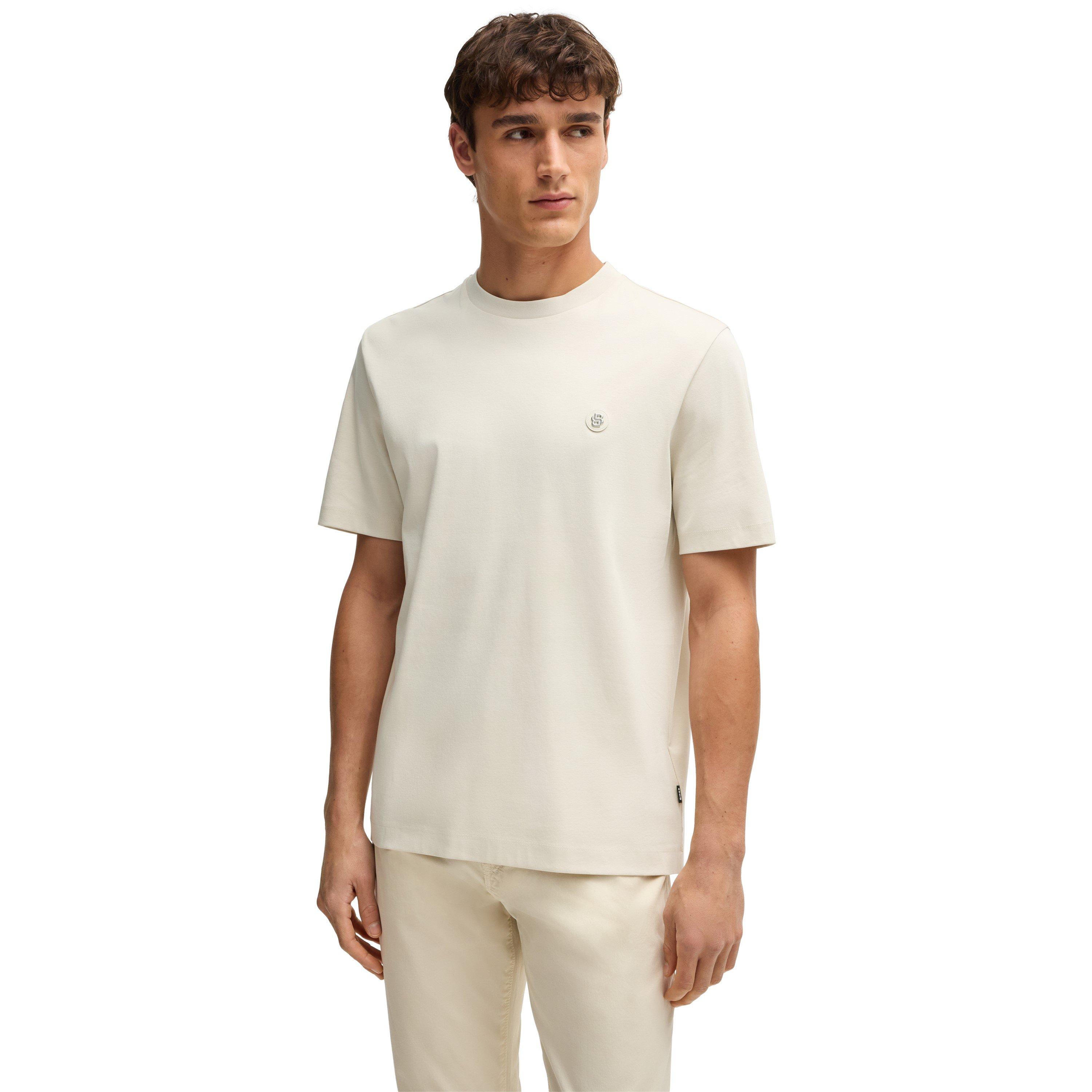 Boss Mens BOSS BLACK Taut Minimalist Design T-Shirt with Logo Detail - Open White 131 - Small