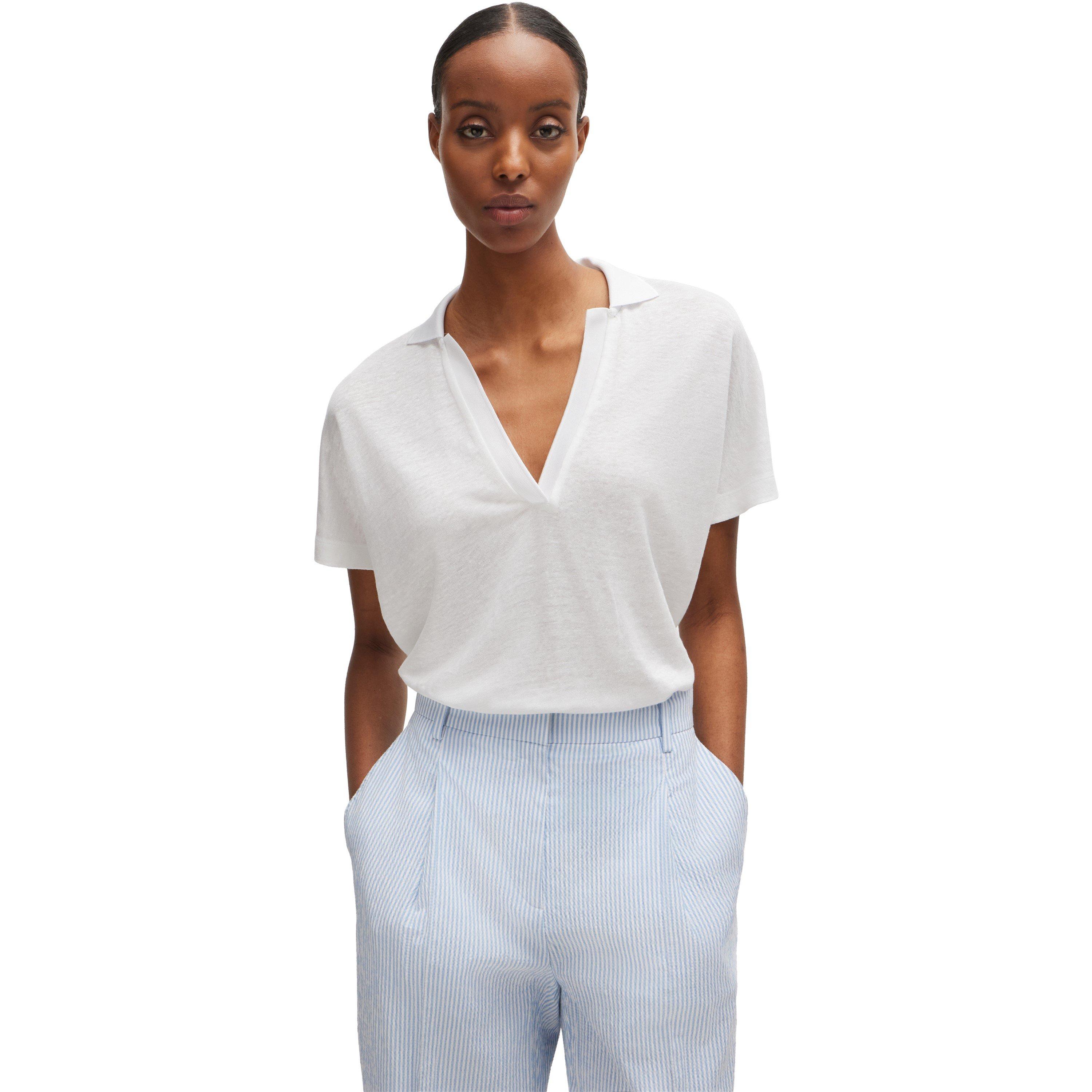 White - Boss - Women's Enelina Short Sleeve Polo Shirt - 2