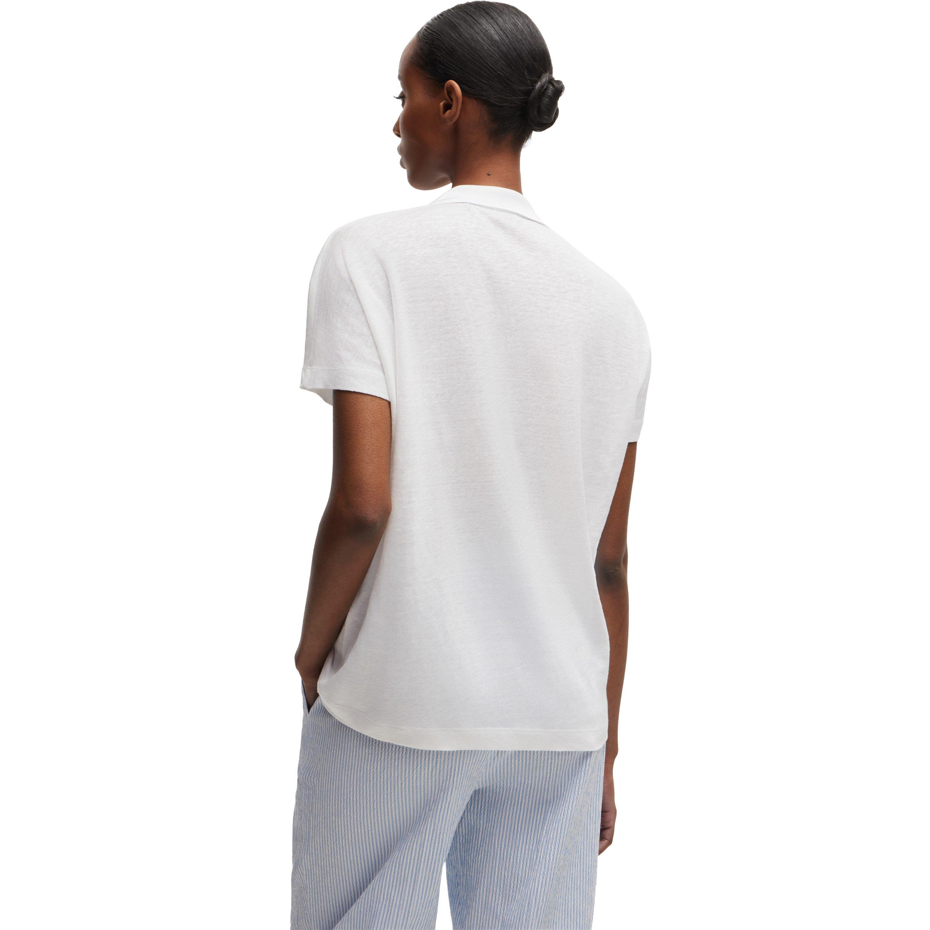 White - Boss - Women's Enelina Short Sleeve Polo Shirt - 3