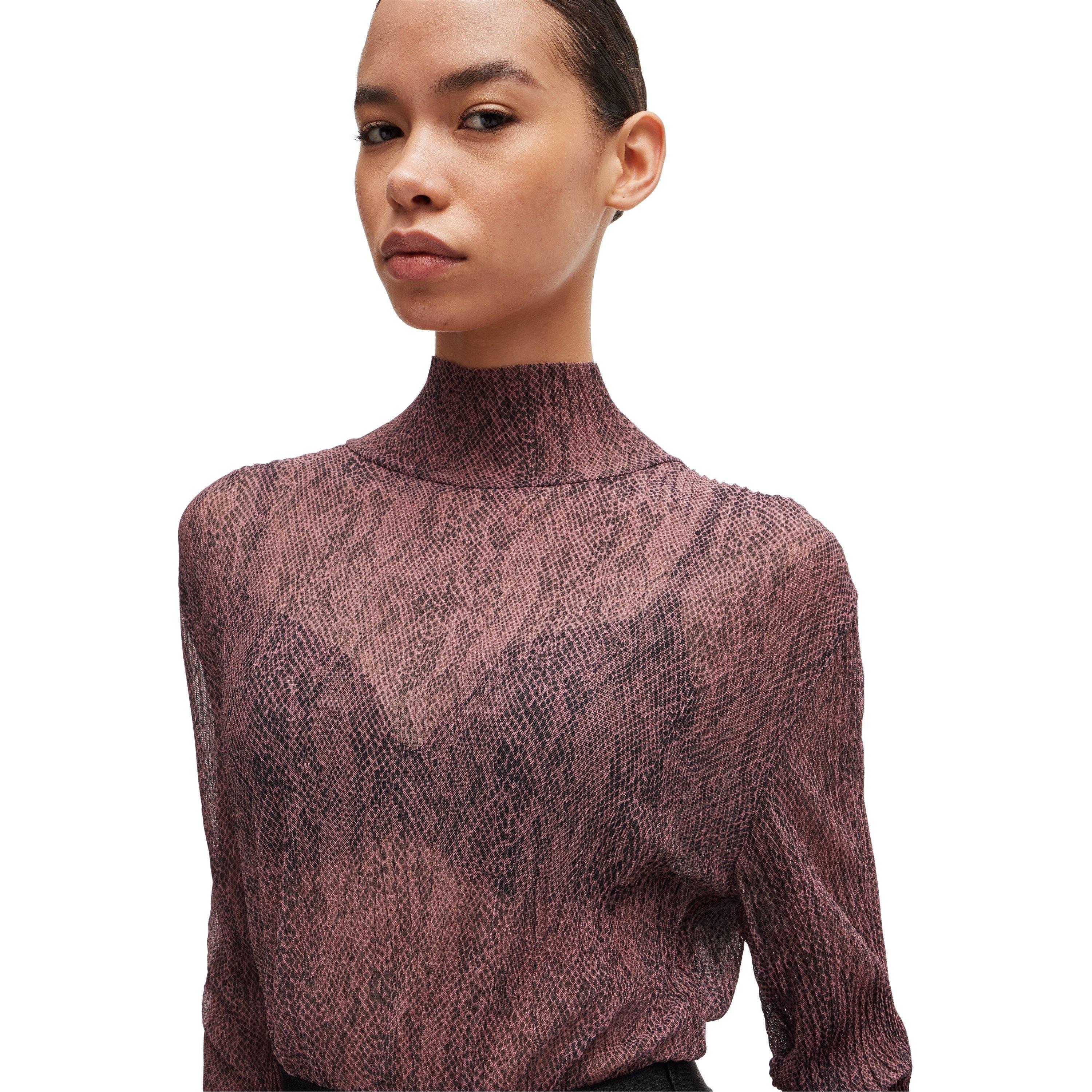 Open Miscellans - Boss - Women's Emata Mesh All Over Print Short Sleeve Polo Shirt - 4