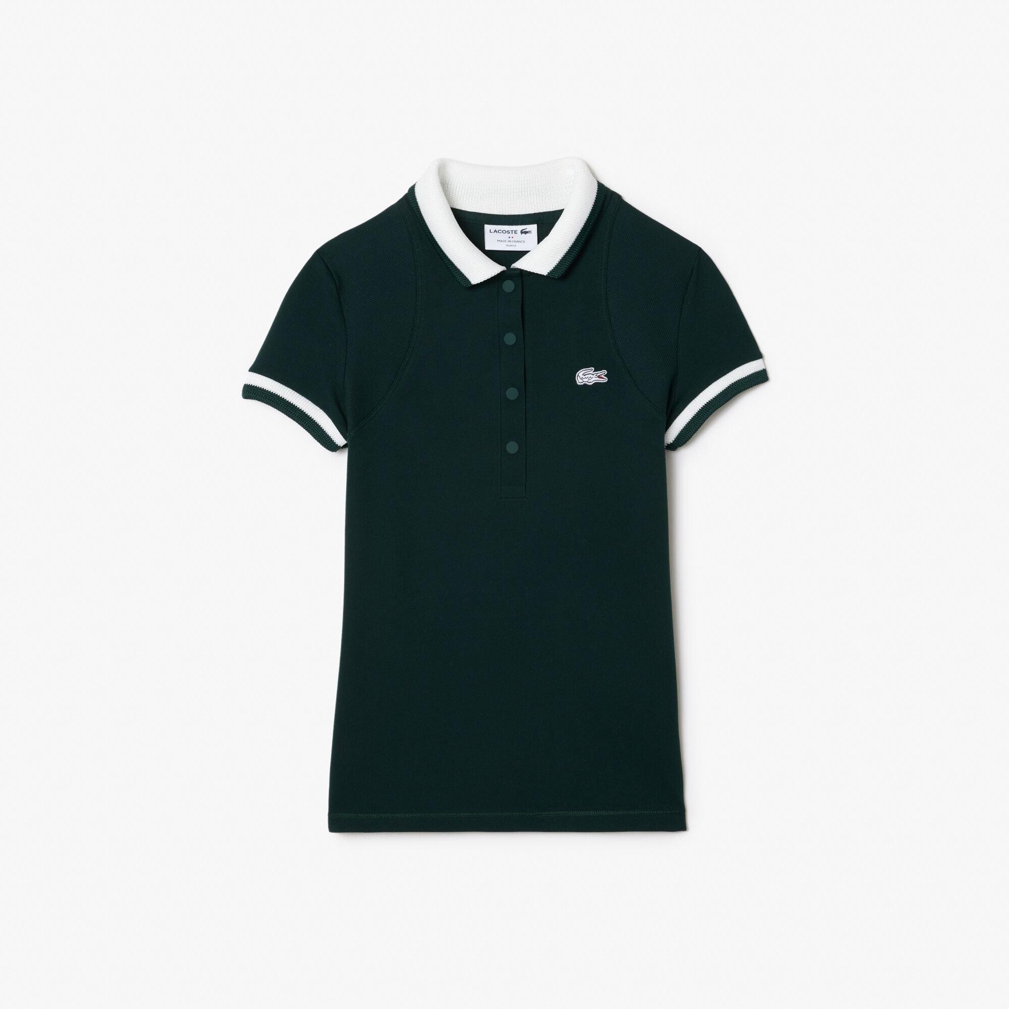 Sinople/Flour - Lacoste - Women's Short Sleeved Ribbed Collar Sleeve Polo Shirt - 1