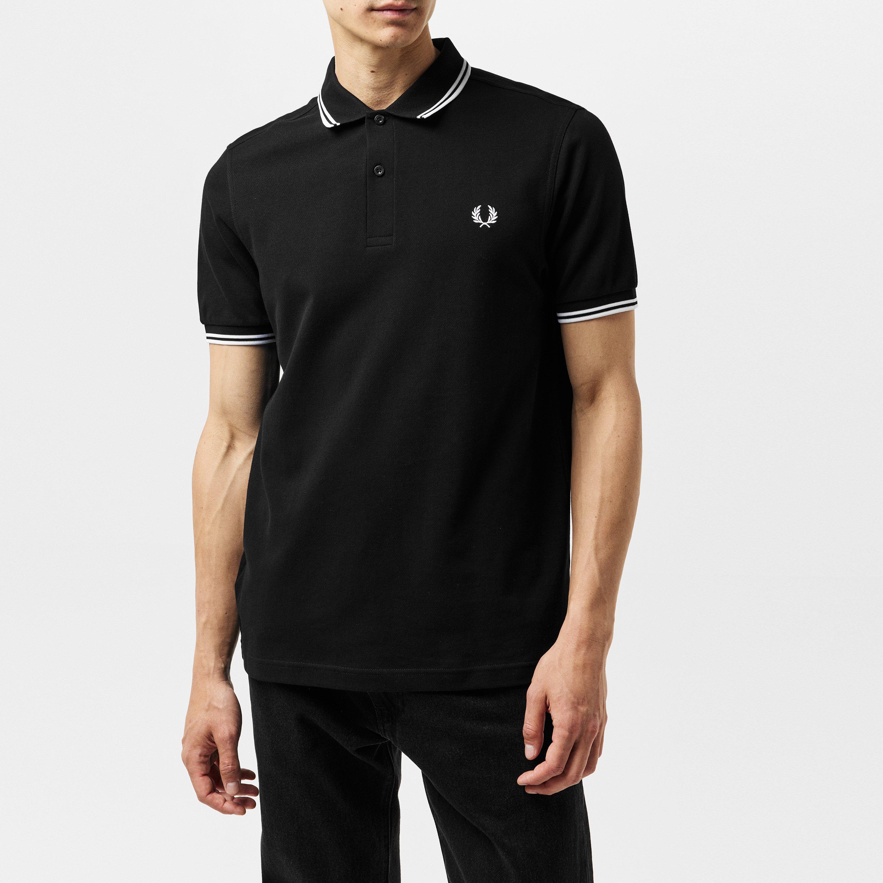 Black/White 350 - Fred Perry - Short Sleeve Twin Tipped Polo Shirt - 3