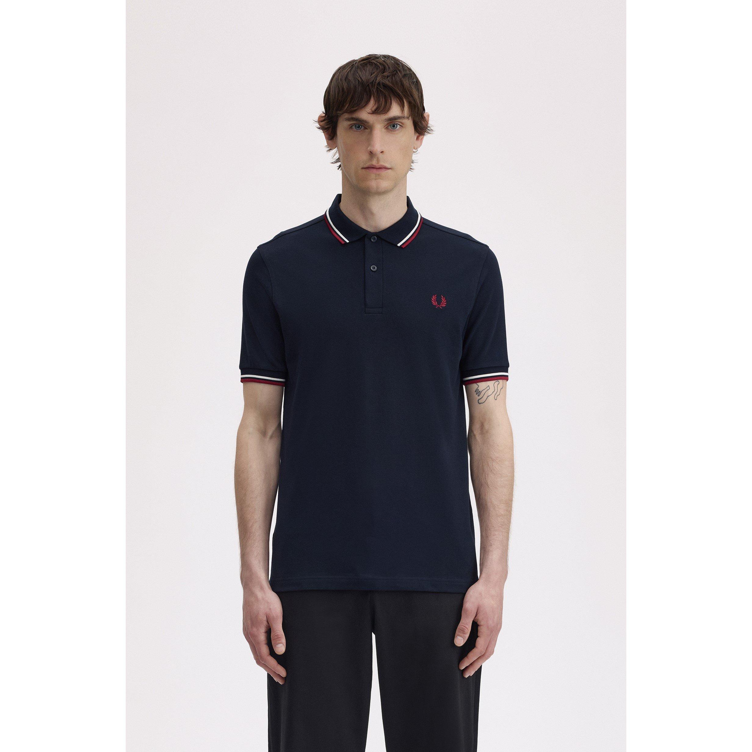 Navy T55 - Fred Perry - Short Sleeve Twin Tipped Polo Shirt - 3