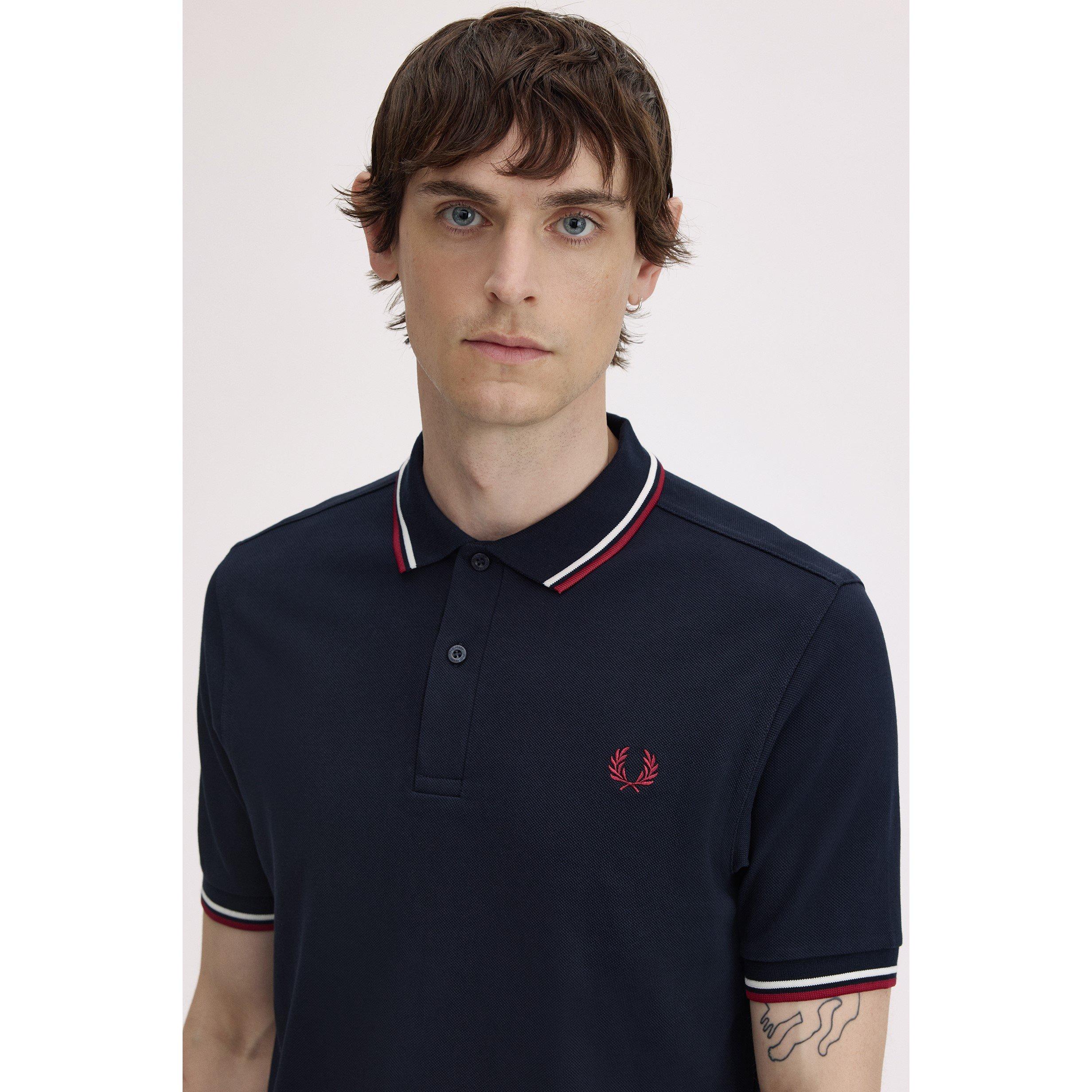 Navy T55 - Fred Perry - Short Sleeve Twin Tipped Polo Shirt - 5
