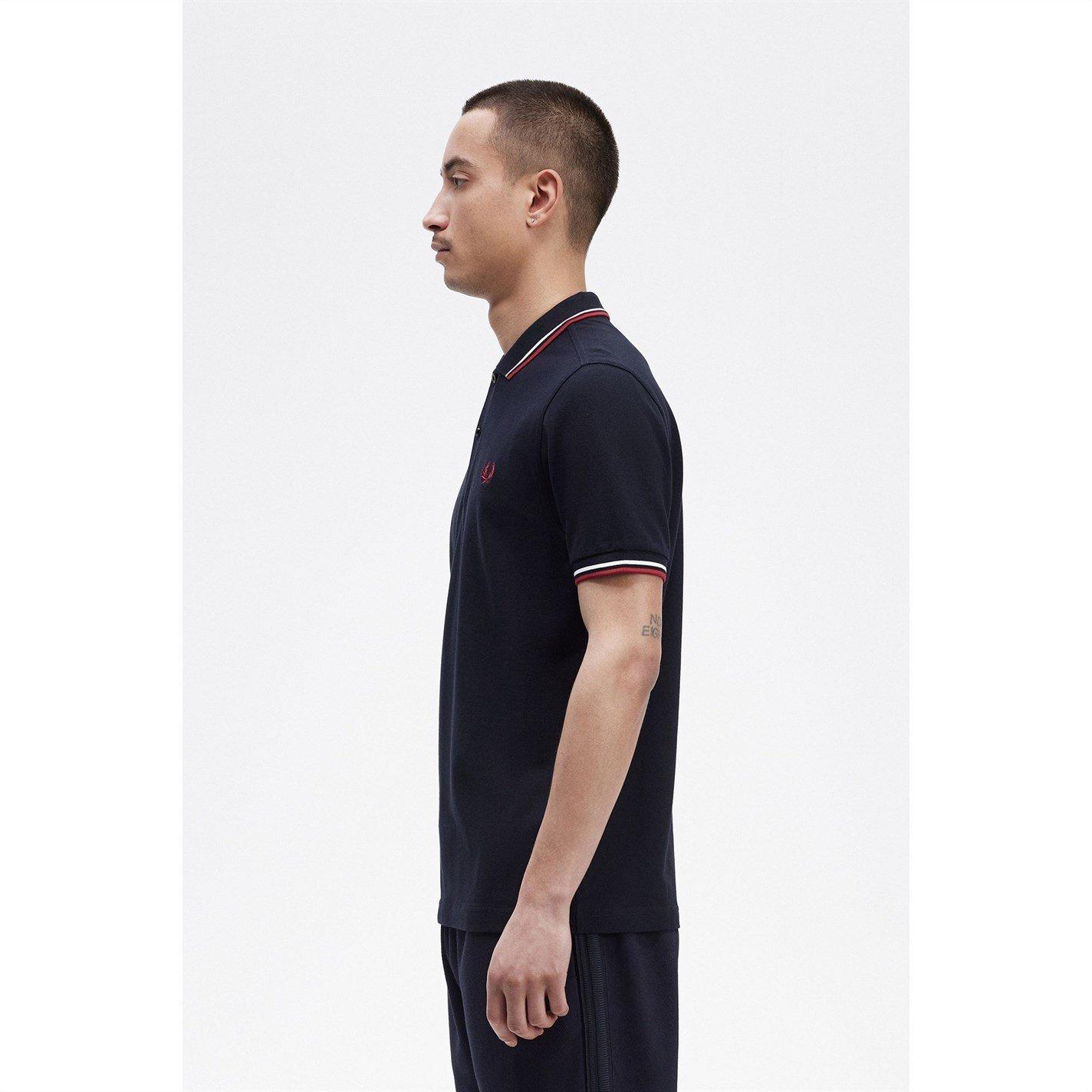 Navy T55 - Fred Perry - Short Sleeve Twin Tipped Polo Shirt - 8