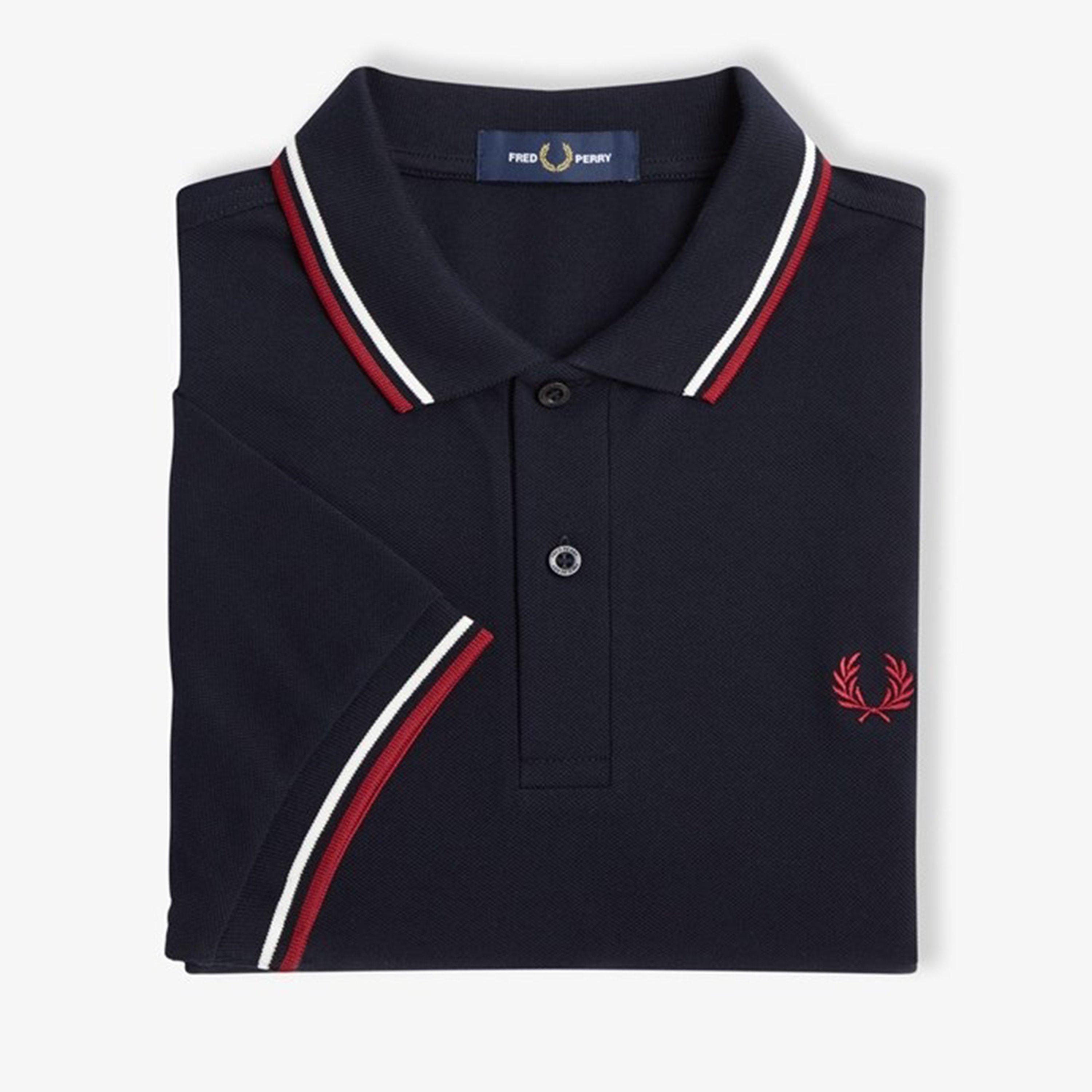 Navy T55 - Fred Perry - Short Sleeve Twin Tipped Polo Shirt - 9