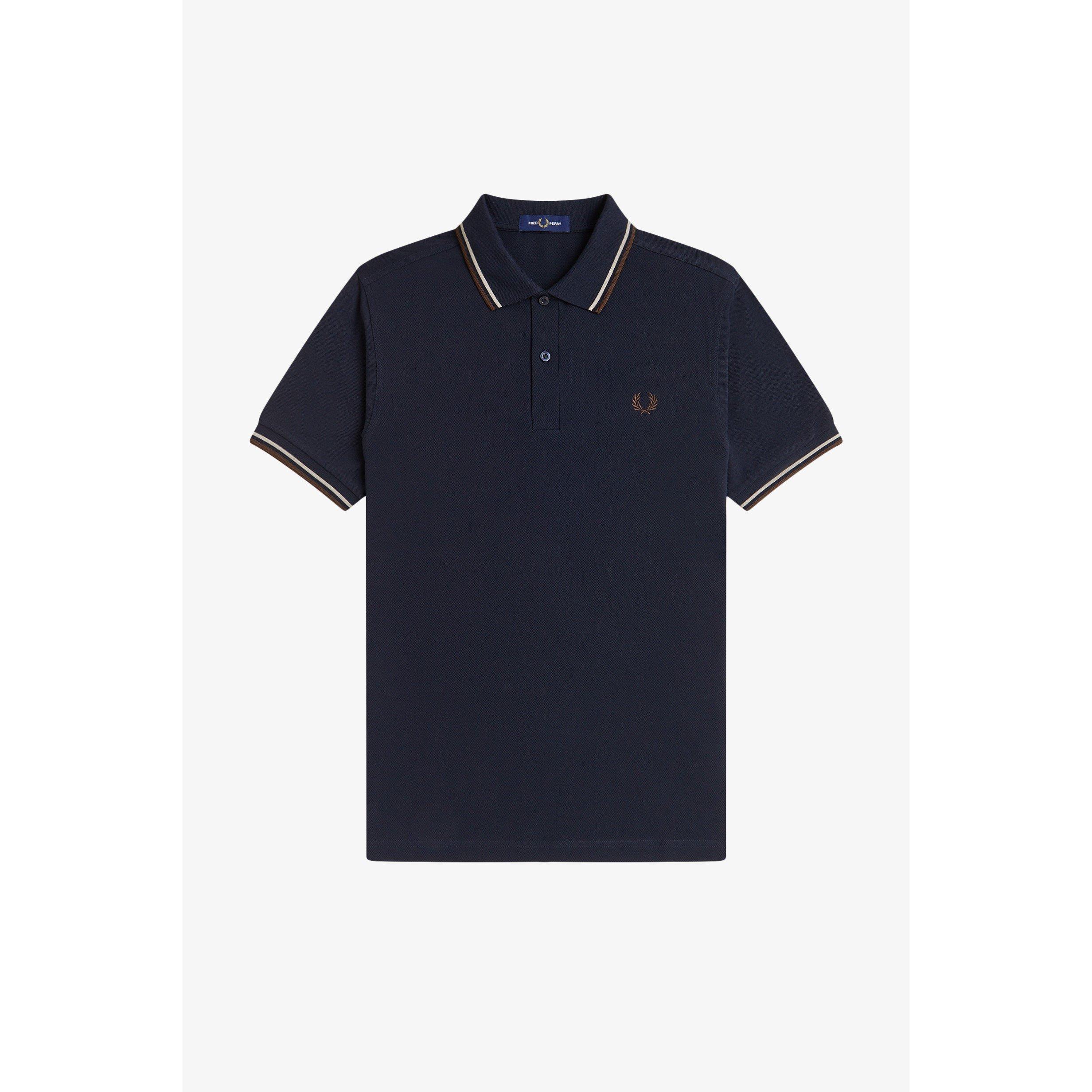 Fred Perry Short Sleeve Twin Tipped Polo Shirt - Navy 52A - Size 2XL