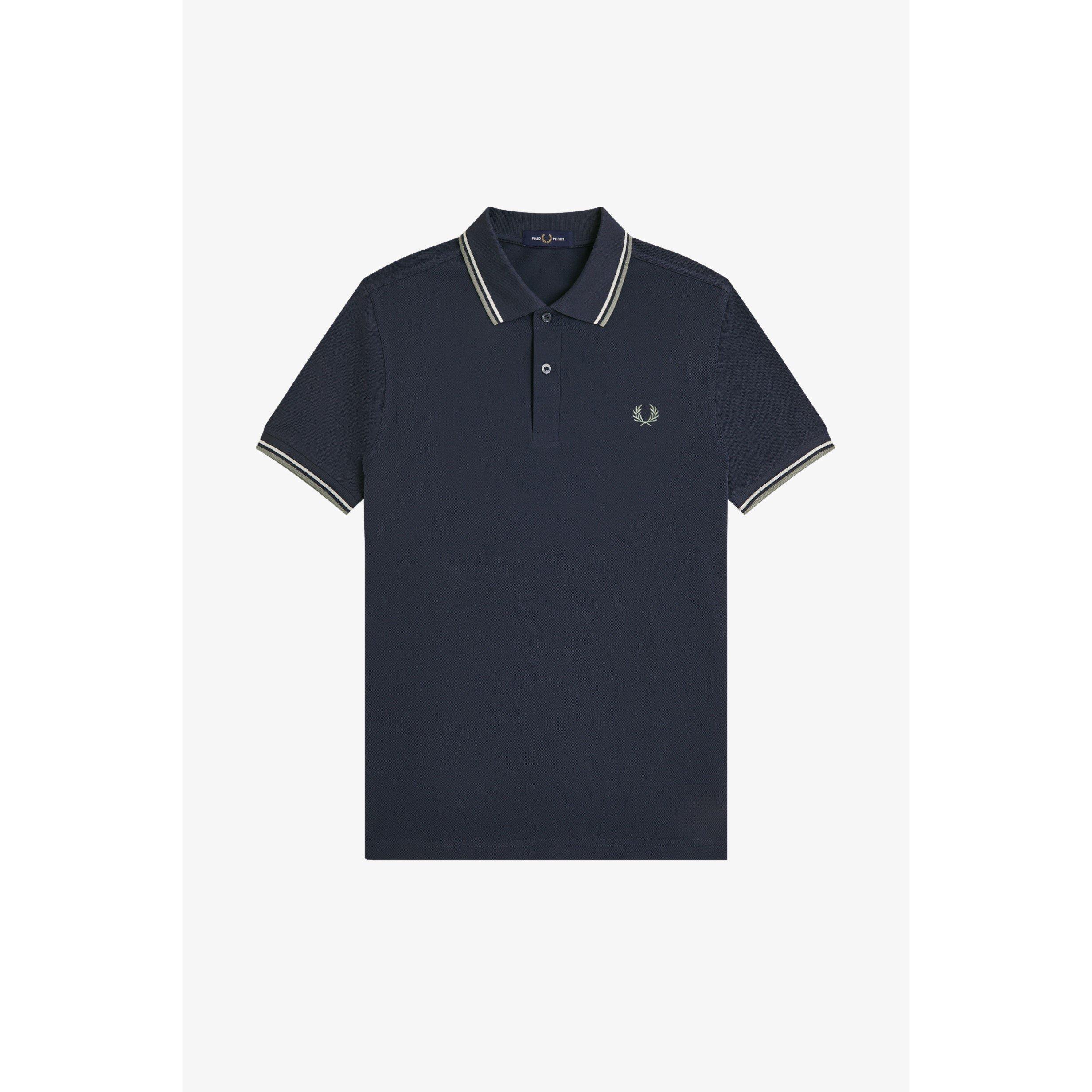 Fred Perry Men's Short Sleeve Twin Tipped Polo Shirt - Drk Arfrce 72C - 2XL