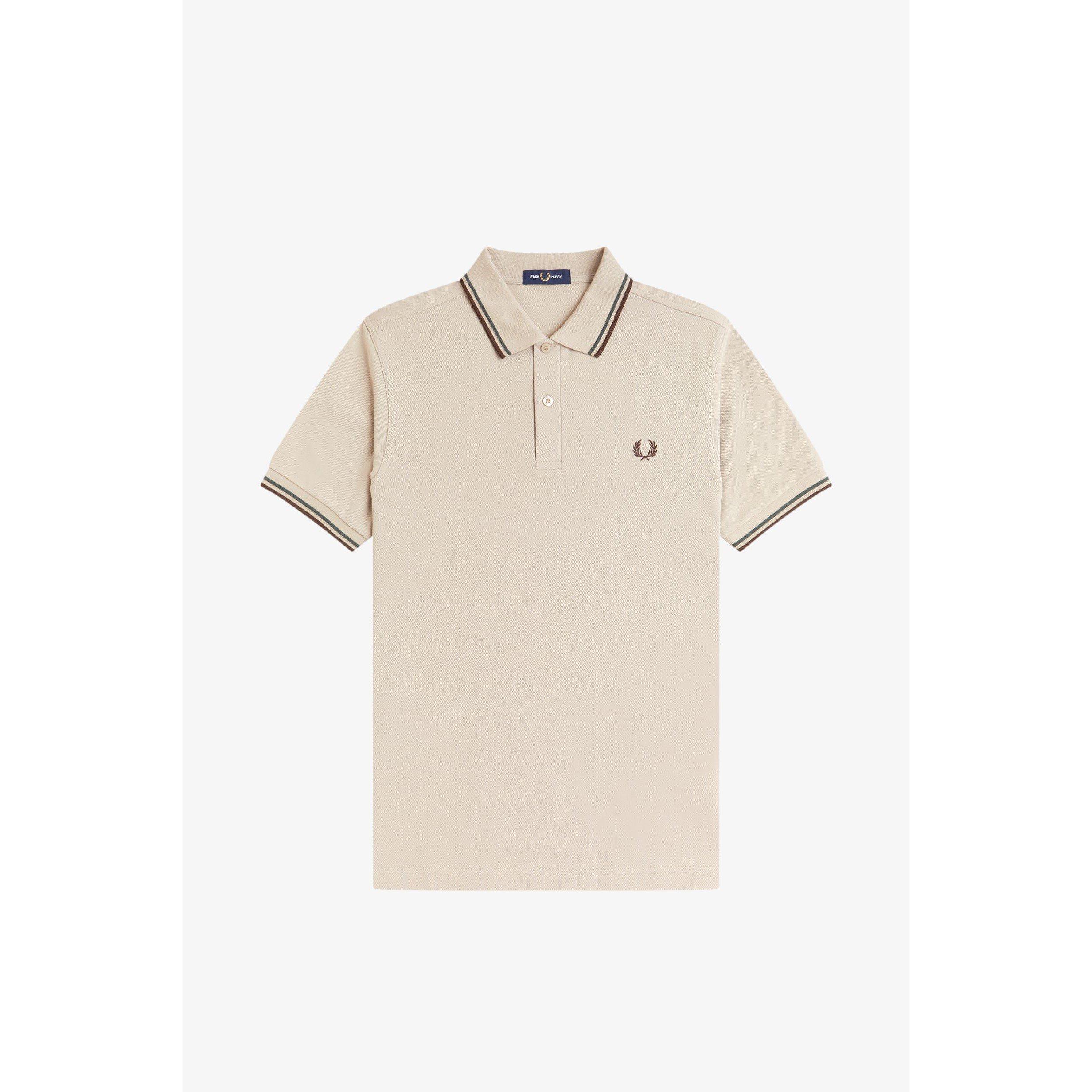 Fred Perry Men's Short Sleeve Twin Tipped Polo Shirt - Warm Oat 50A - M