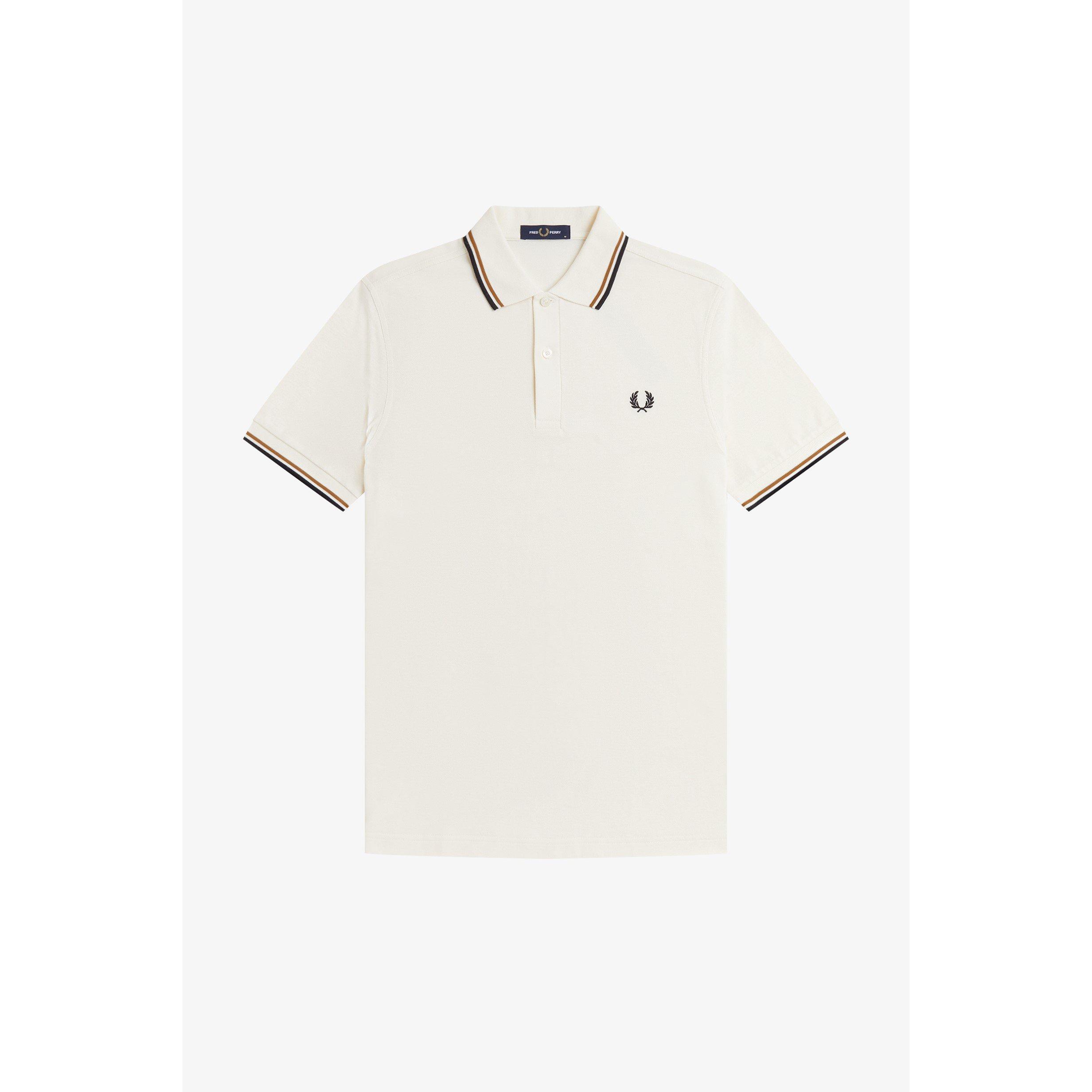 Fred Perry Short Sleeve Twin Tipped Polo Shirt - Ecru 79B - S